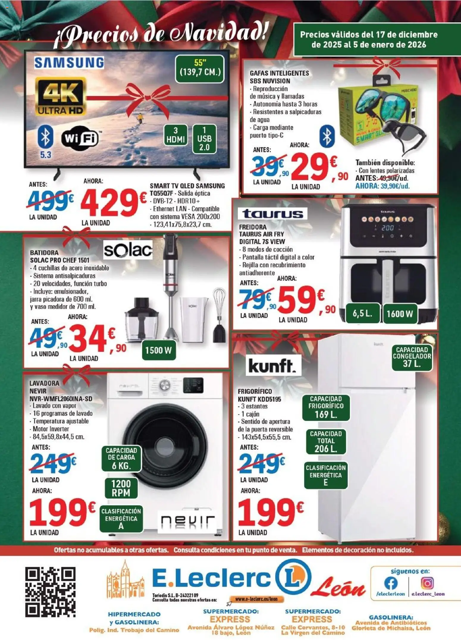 E.Leclerc folleto │ válido desde el 17.12.2025 | Página: 8 | Productos: Congelador, Lavadora, Batidora, Freidora