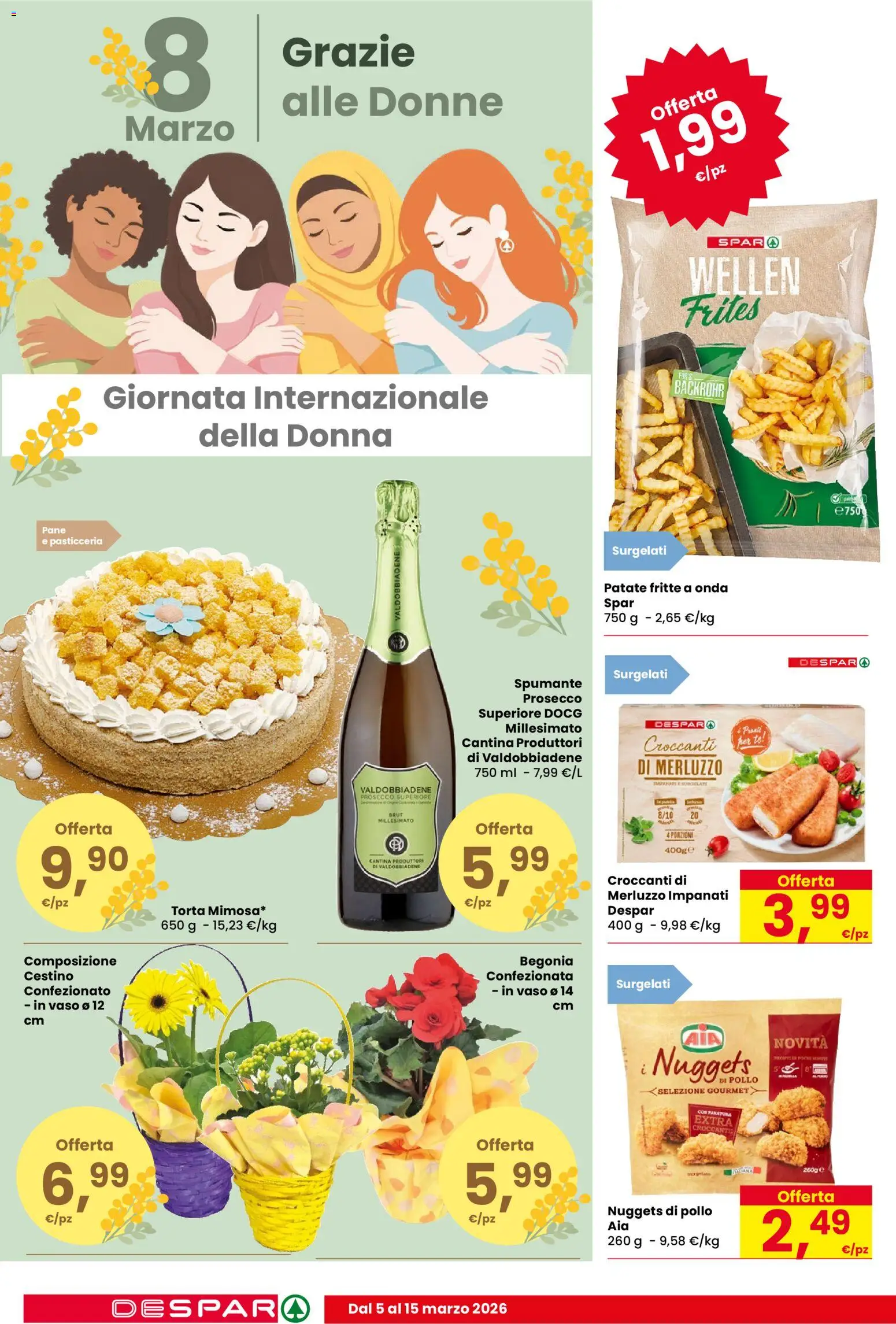 Volantino Despar del 05.03.2026 | Pagina: 10 | Prodotti: Nuggets, Spumante, Torta, Vaso
