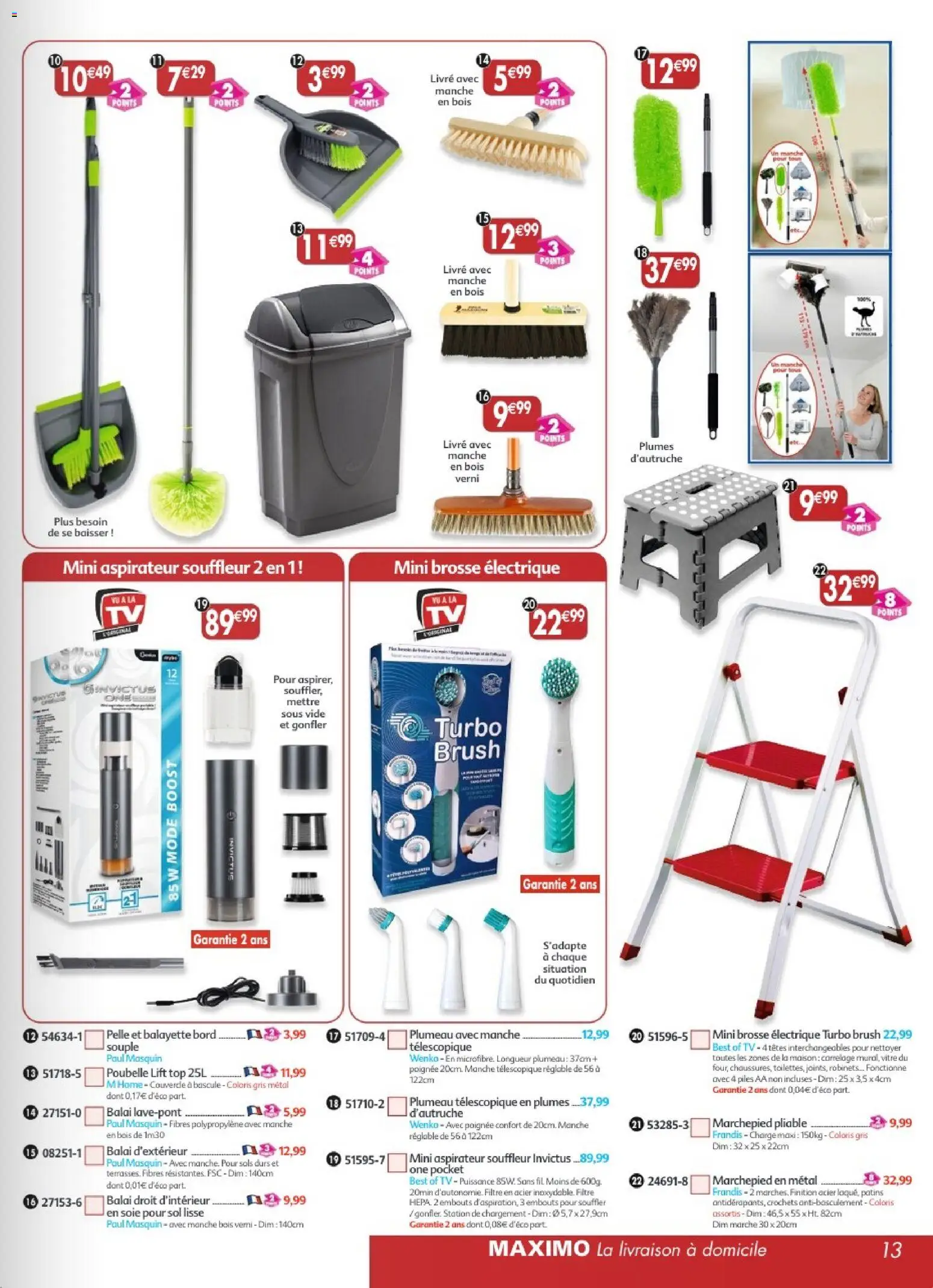 {H1} | Page: 13 | Produits: Filtre, Poubelle, Aspirateur, Piles