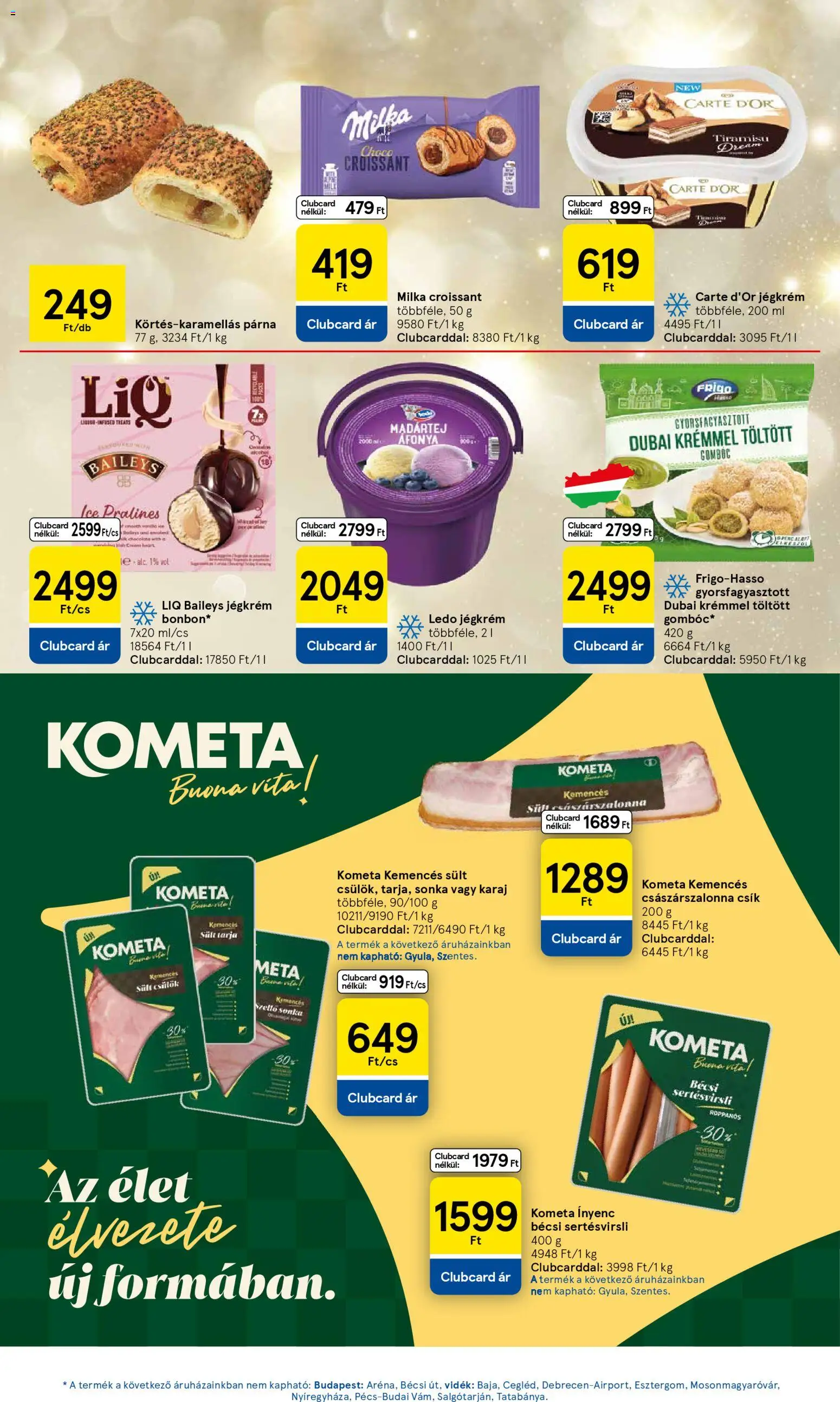 Tesco akciós ujság - amely érvényes a következő dátumtól: 11.12.2025 | Oldal: 21 | Termékek: Párna, Császárszalonna, Karaj, Jégkrém