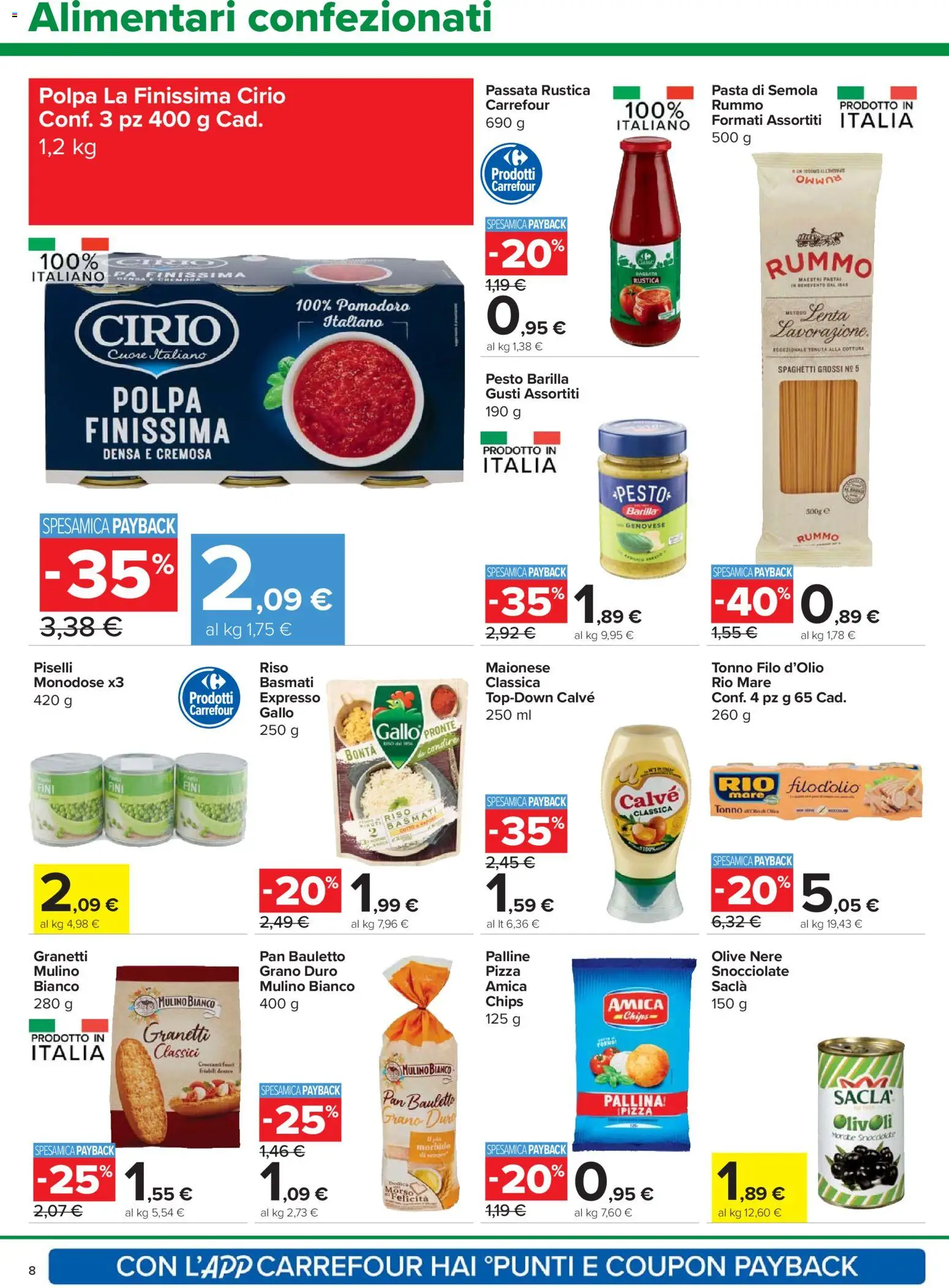 Volantino Carrefour del 06.11.2025 | Pagina: 8 | Prodotti: Pizza, Pomodoro, Olive, Piselli