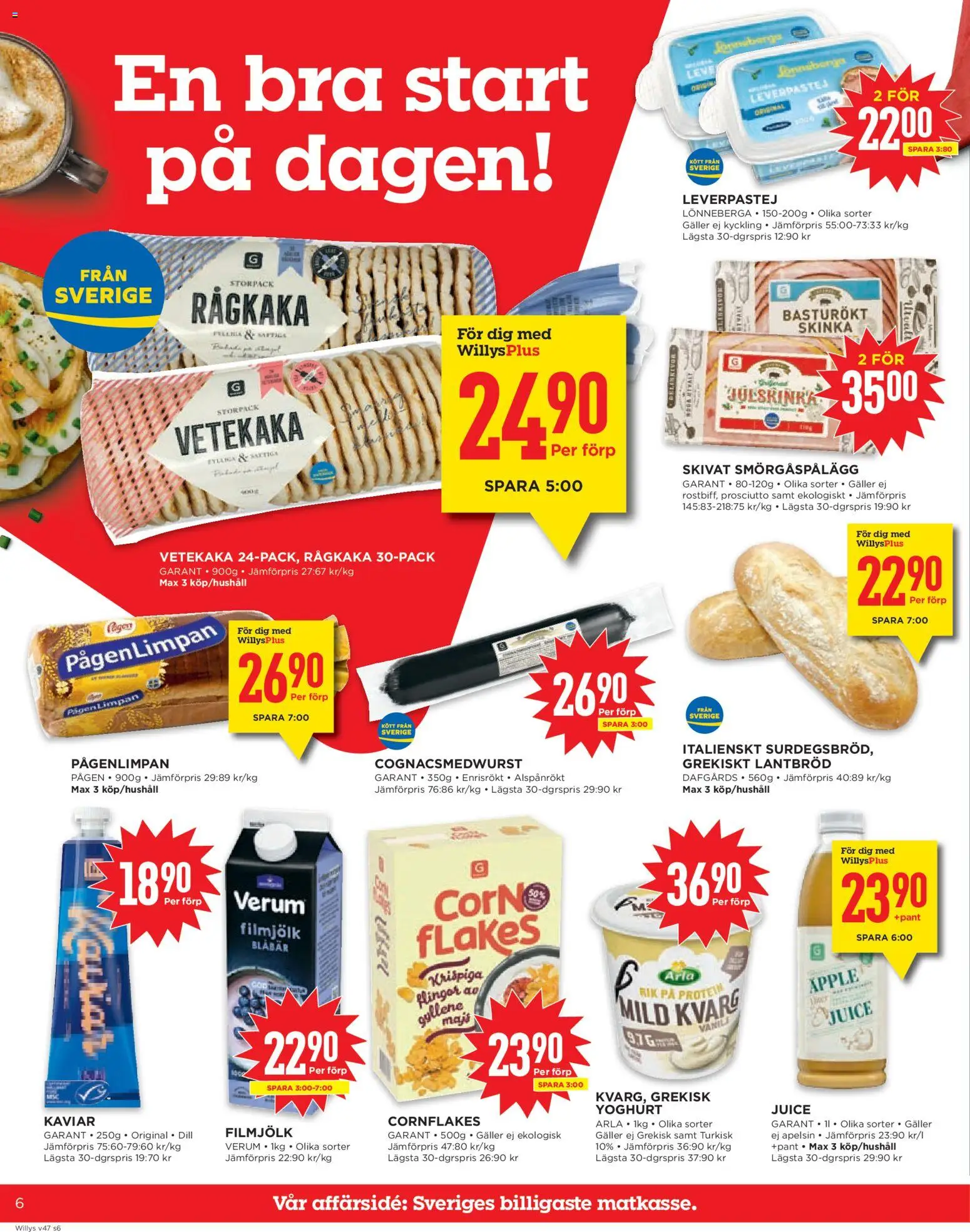Willys reklamblad aktuell från 17.11.2025 | Sida: 6 | Produkter: Galler, Leverpastej, Blåbär, Kvarg