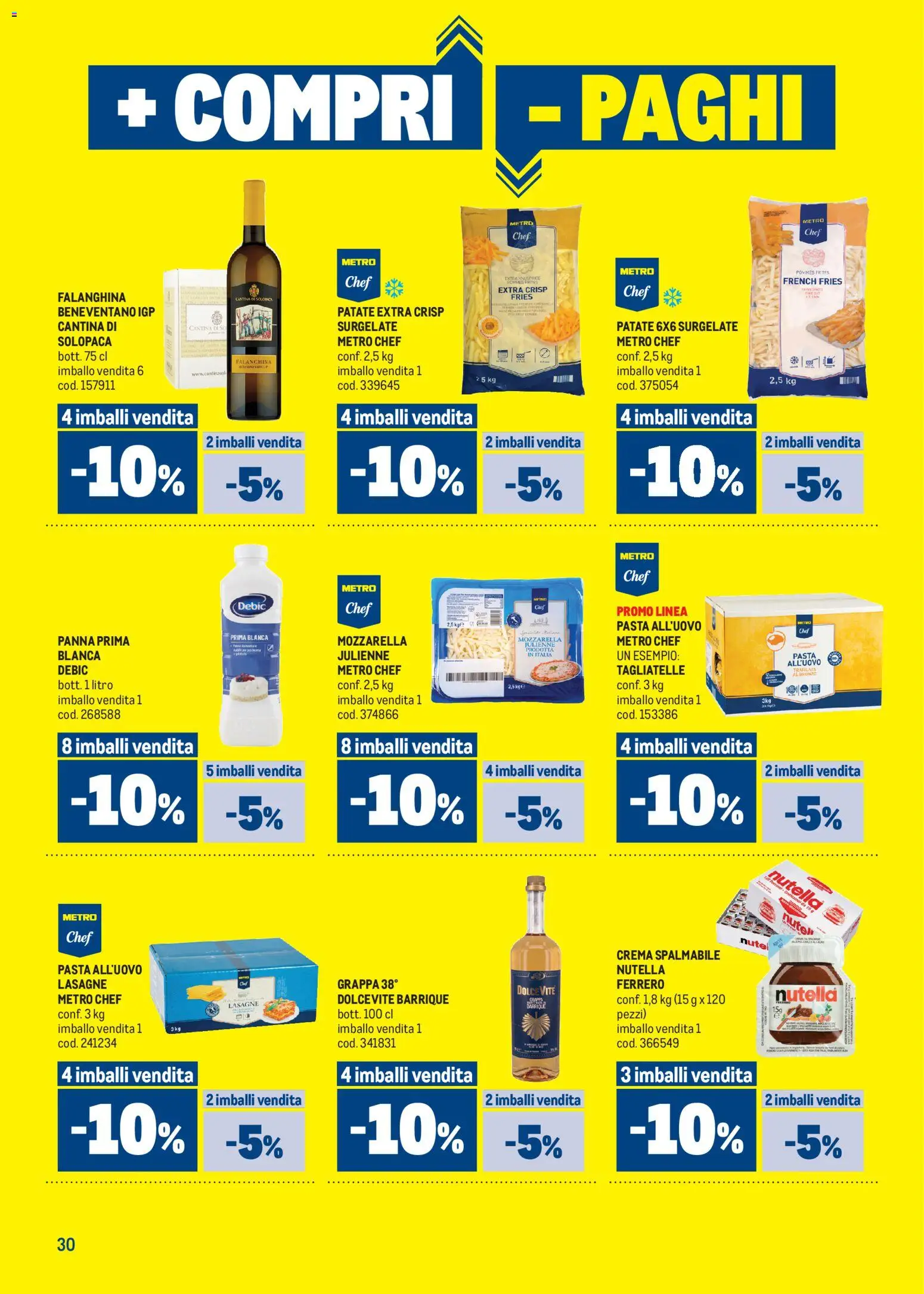 Volantino Metro del 05.03.2026 | Pagina: 30 | Prodotti: Tagliatelle, Pasta, Nutella, Grappa