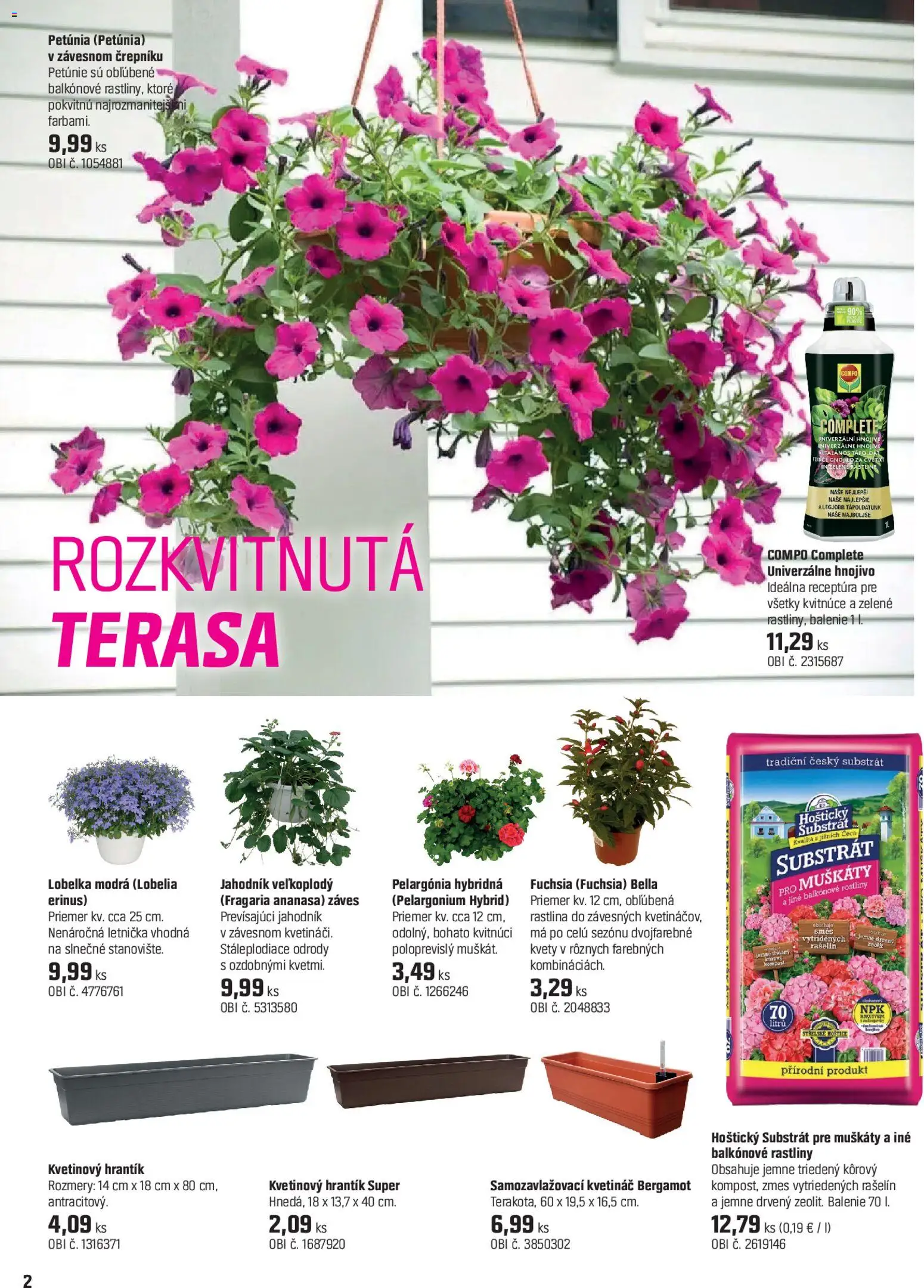 Nové OBI akcie – leták je platný od 15.04.2026 | Strana: 2 | Produkty: Kvetináč, Kvety, Substrát