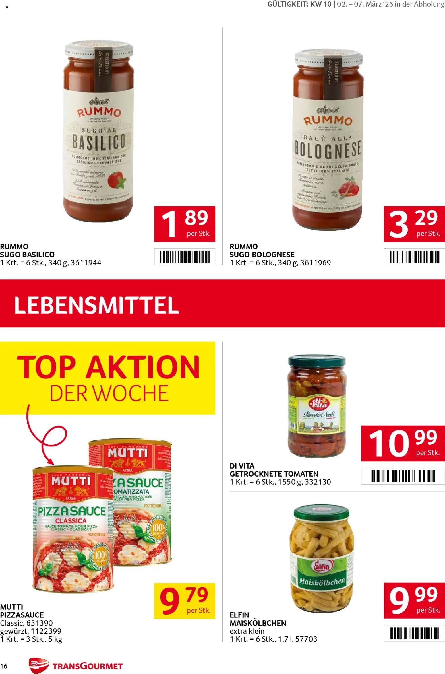 Transgourmet Flugblatt gültig ab 02.03.2026 | Seite: 15 | Produkte: Libacomb, Pizza, Tomaten