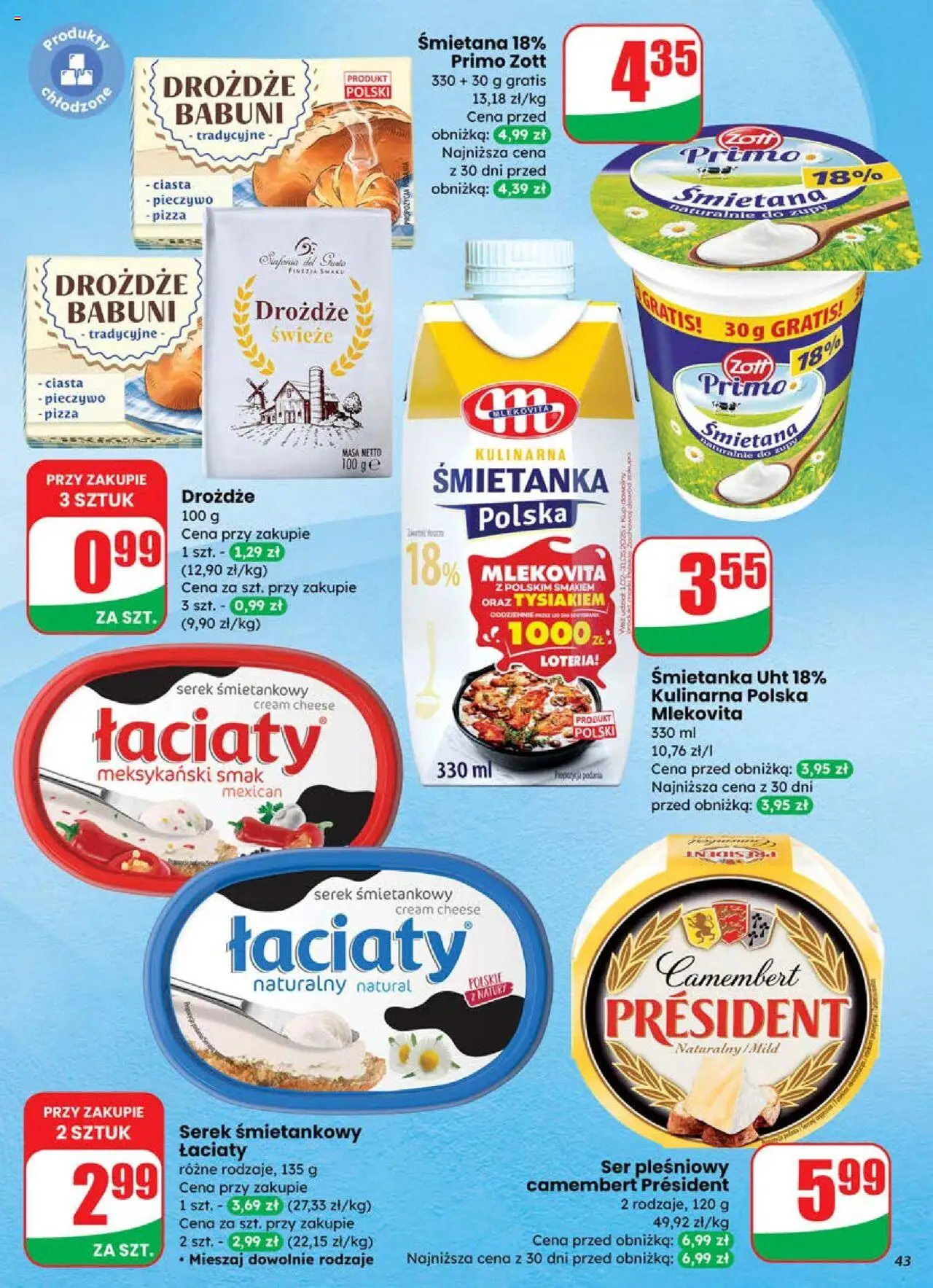 Dino Gazetka od 18.06.2025 | Strona: 43 | Produkty: Pieczywo, Cream cheese, Serek, Camembert