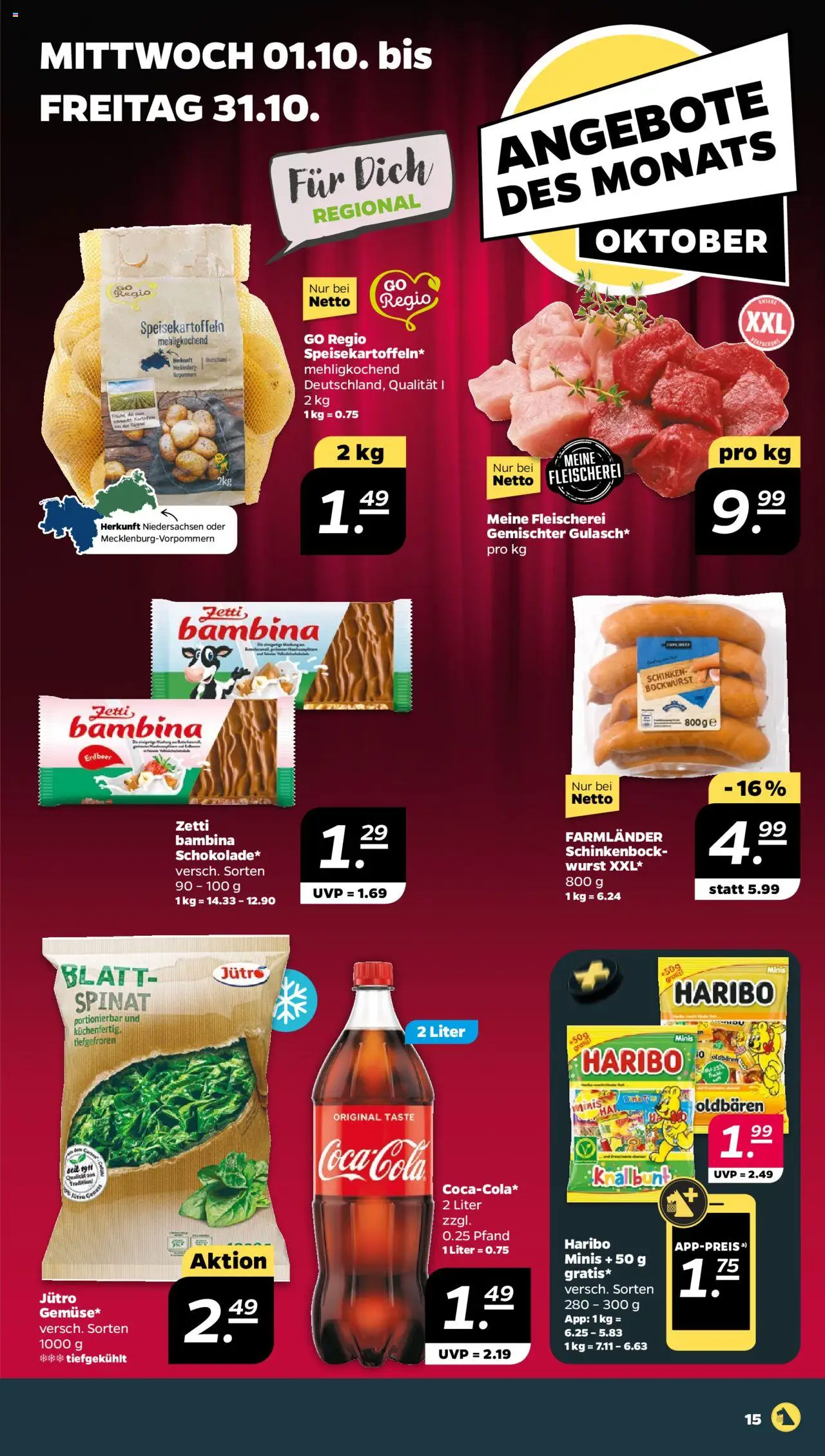 Netto Prospekt 	 – gültig ab 29.09.2025 | Seite: 15 | Produkte: Bockwurst, Haribo, Wurst, Schinken