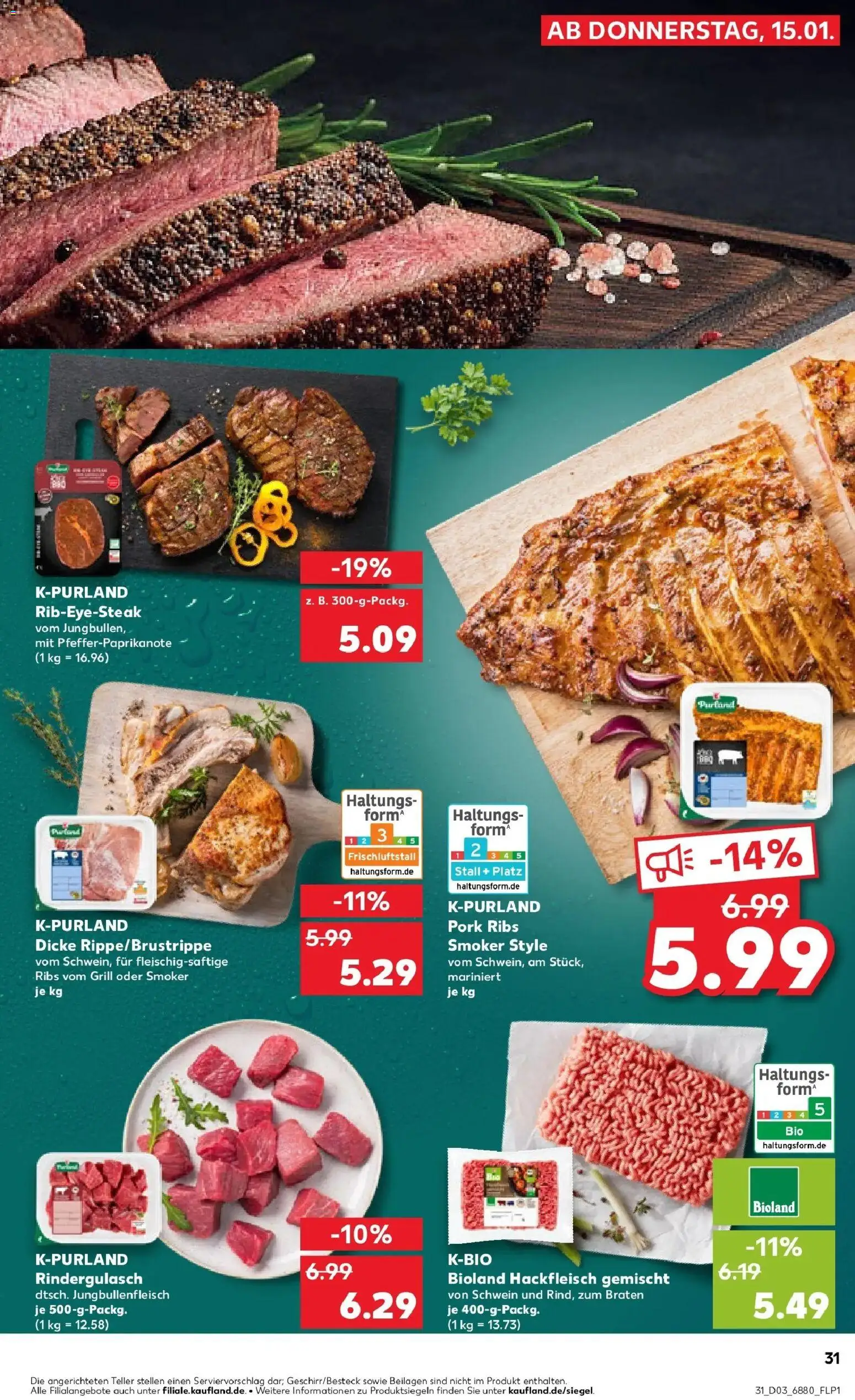 Kaufland prospekt St. Ingbert	 – gültig ab 19.01.2026 | Seite: 31 | Produkte: Grill, Rindergulasch, Steak, Hackfleisch