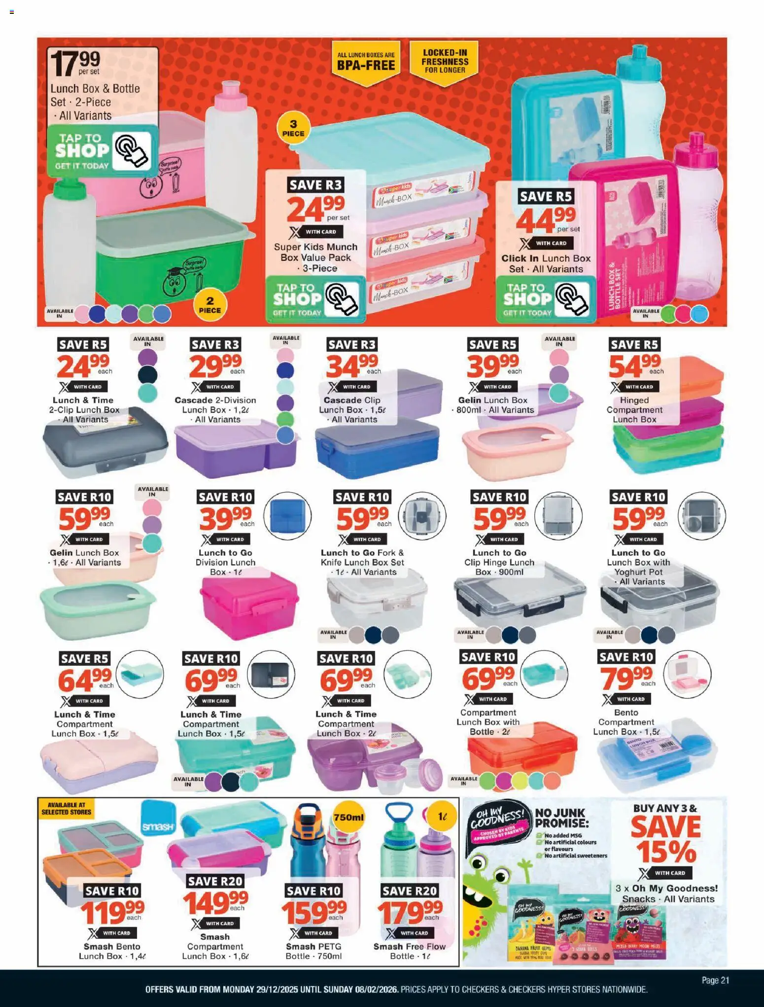 New Checkers catalogue – valid from 29.12.2025 | Page: 21 | Products: Yoghurt, Box, Tap, Fruit
