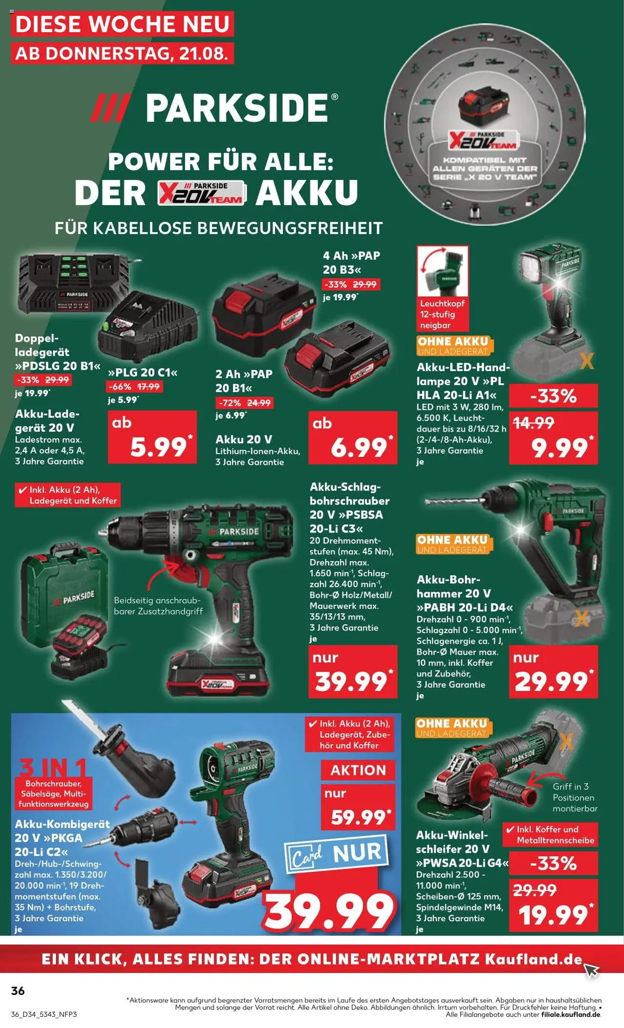 Kaufland Prospekt 	 – gültig ab 21.08.2025 | Seite: 36 | Produkte: Lampe, Koffer, Ladegerät