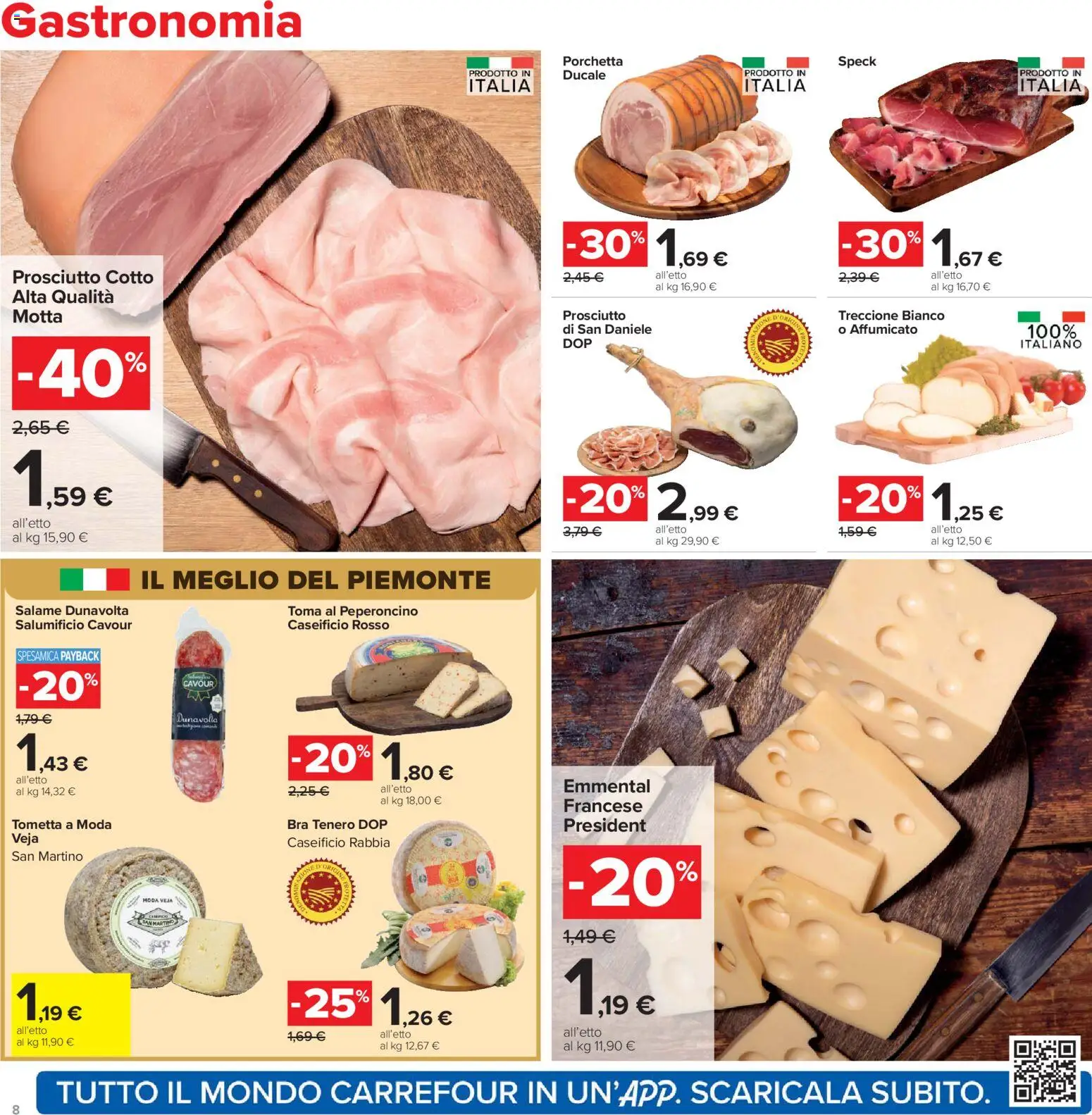 Volantino Carrefour del 07.04.2026 | Pagina: 8 | Prodotti: Speck, Porchetta, Prosciutto, Emmental
