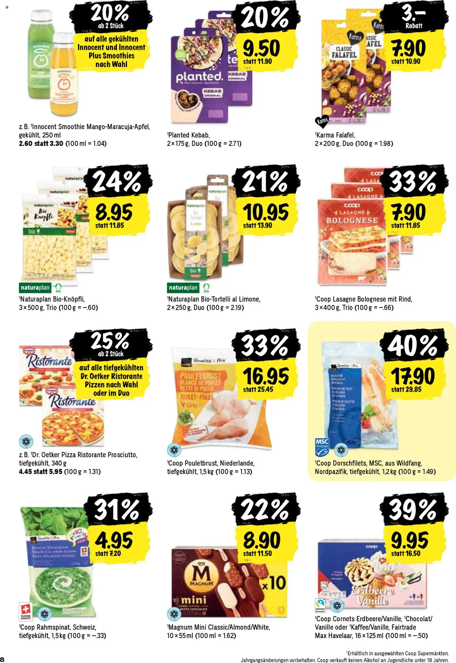 Coop aktionen – gültig ab 12.03.2026 | Seite: 8 | Produkte: En Kommode, Pouletbrust, Pizza