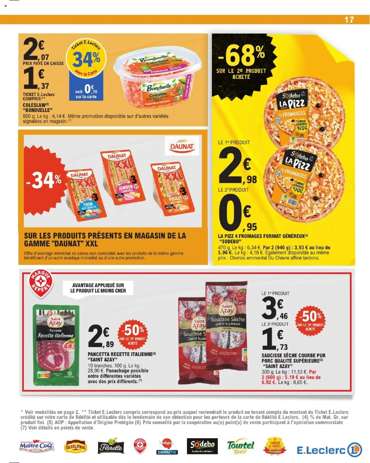 {H1} | Page: 17 | Produits: Thon, Jambon, Saucisse, Pizza