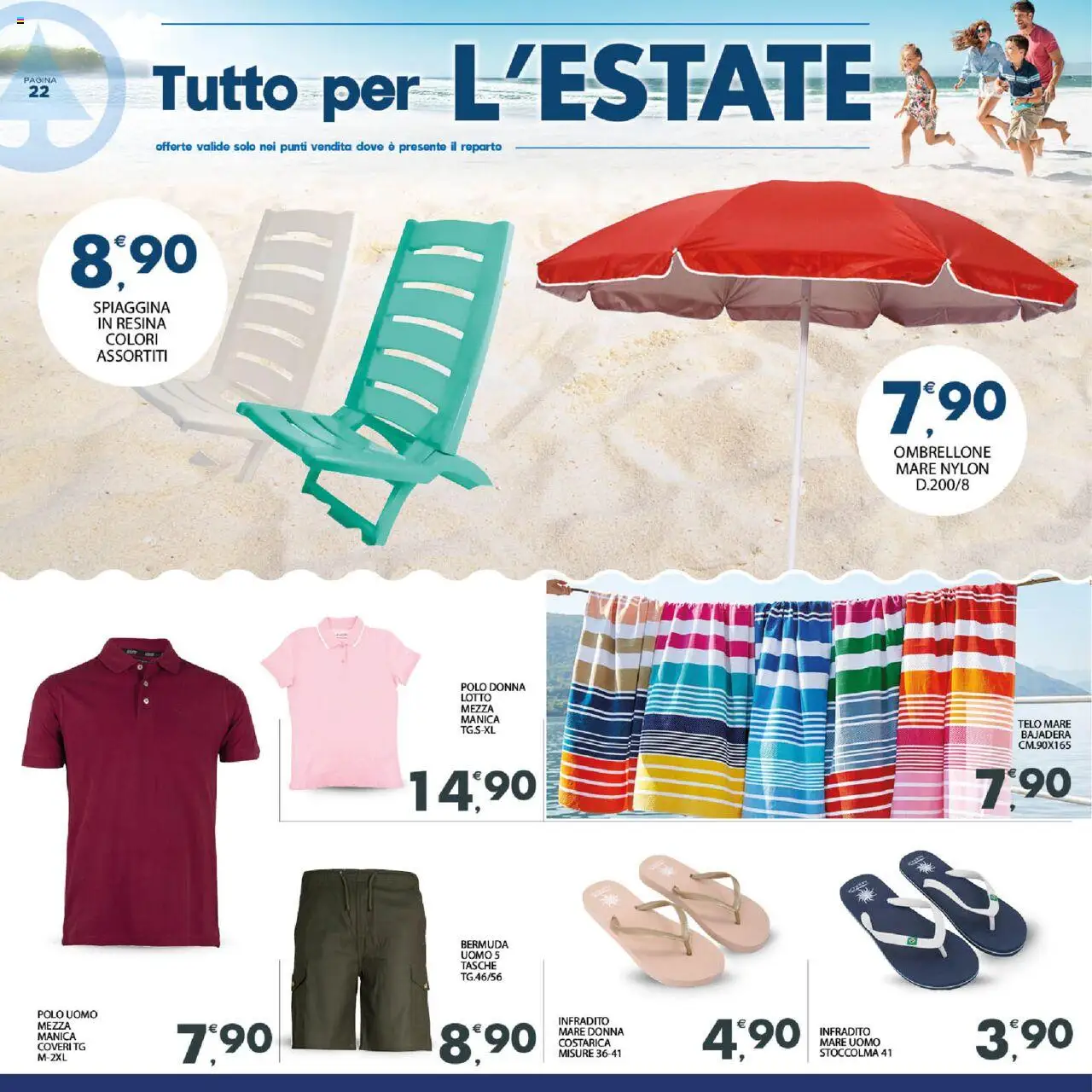 Volantino Interspar del 06.06.2025 | Pagina: 22 | Prodotti: Ombrellone, Infradito, Bermuda, Polo