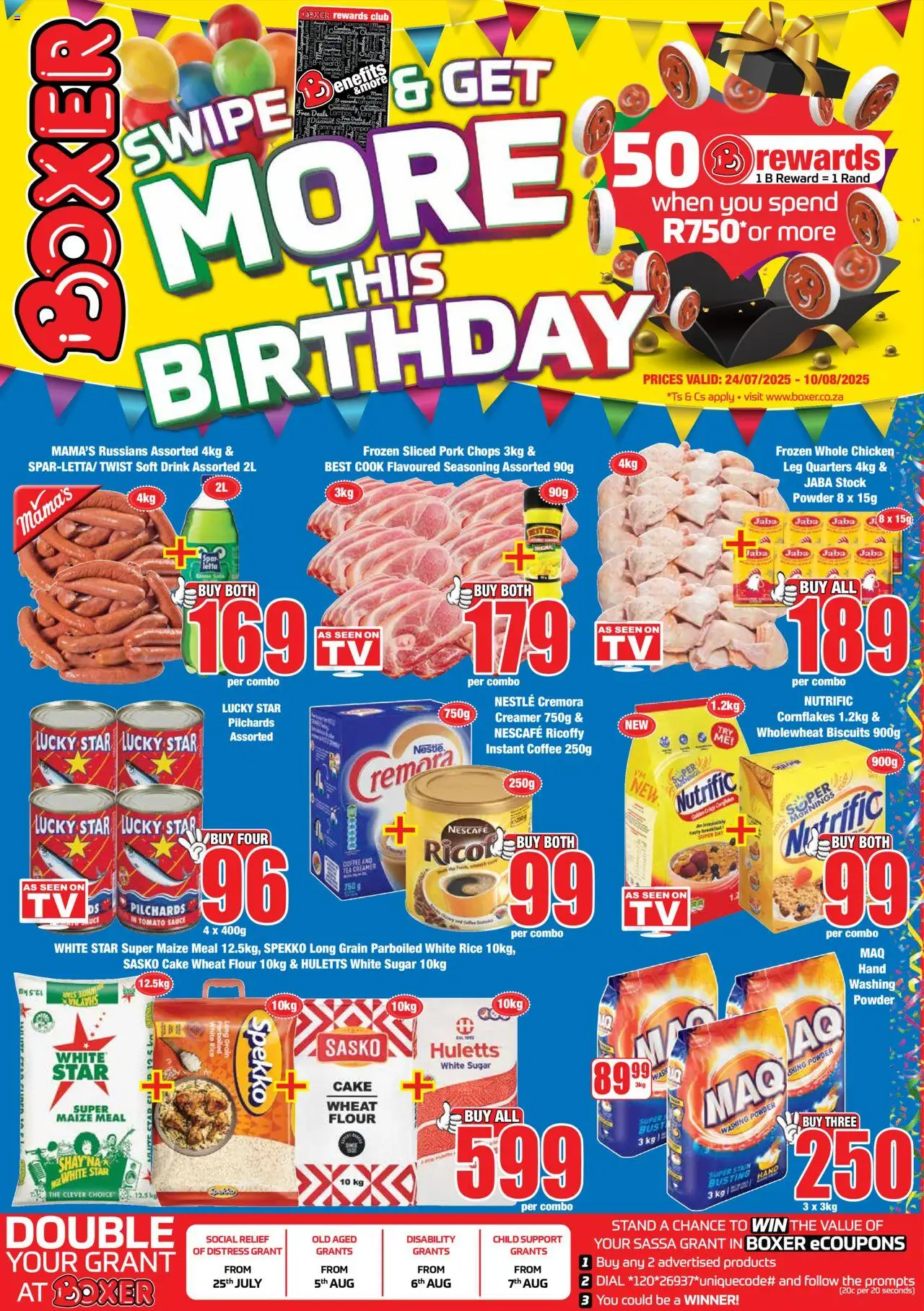 Boxer - Eastern Cape - Specials │ valid from 24.07.2025 | Page: 1 | Products: Cake, Rice, Washing powder, Sugar