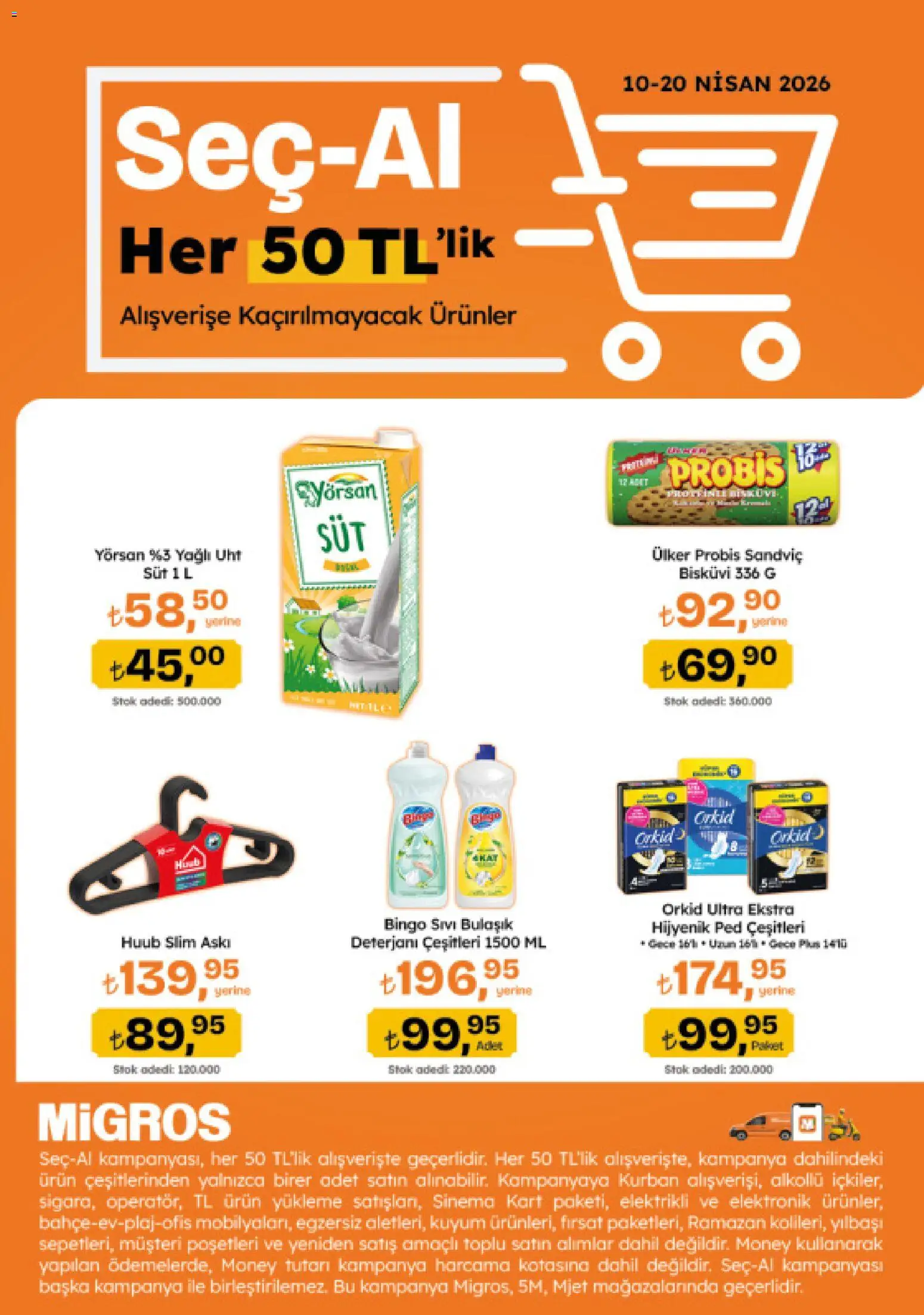 Migros Katalog - Migroskop - 16.04.2026 tarihinden itibaren geçerlidir | Sayfa: 6 | Ürünler: Askı, Hijyenik ped, Süt, Bisküvi
