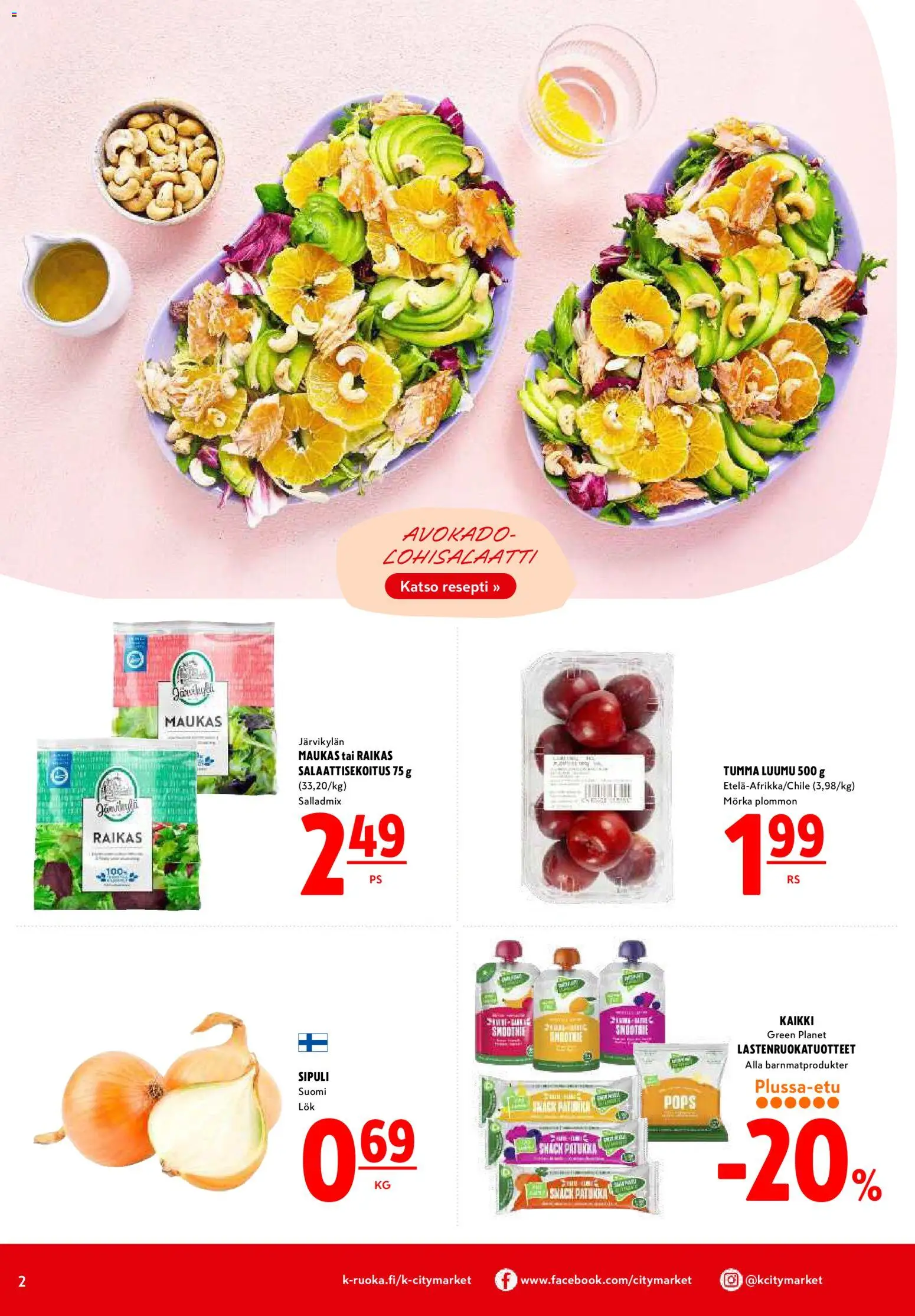 K-Citymarket tarjoukset – voimassa 09.03.2026 alkaen | Sivu: 2 | Tuotteet: Luumu, Avokado
