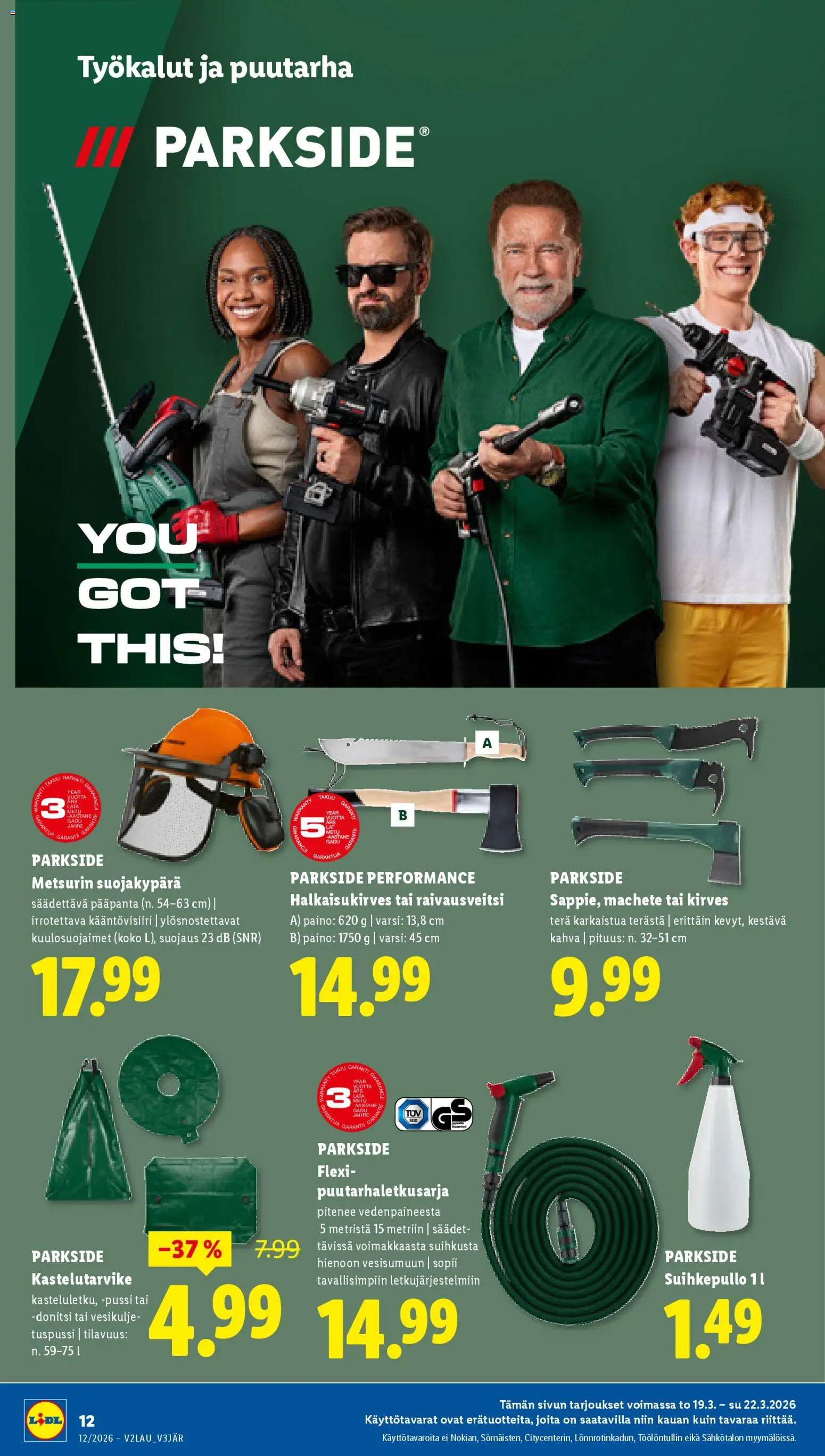 Lidl tarjoukset - Helsinki – voimassa 19.03.2026 alkaen | Sivu: 16 | Tuotteet: Kirves, Suihkepullo