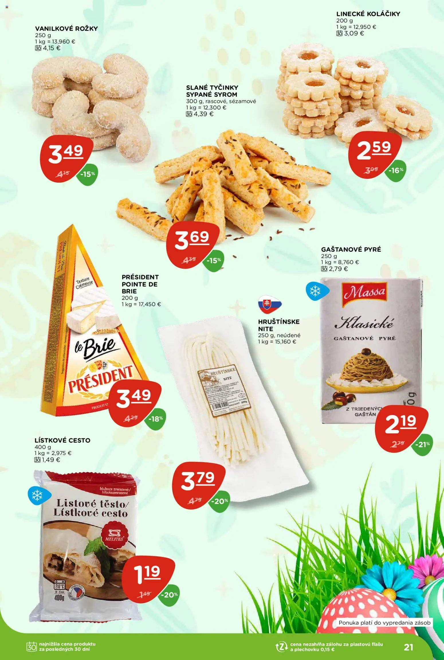 Nové Terno akcie – leták je platný od 26.03.2026 | Strana: 21 | Produkty: Lístkové cesto, Rožky