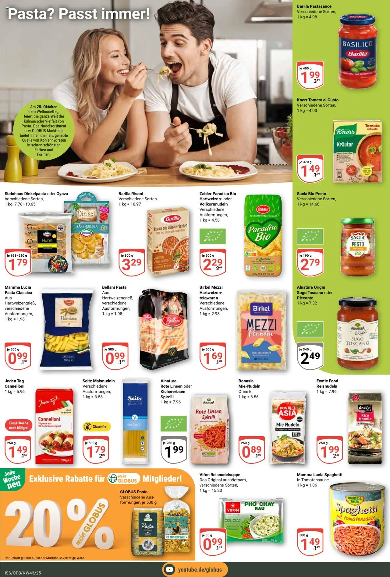 Globus Prospekt 	 – gültig ab 20.10.2025 | Seite: 16 | Produkte: Barilla, Knorr, Pasta, Nudeln