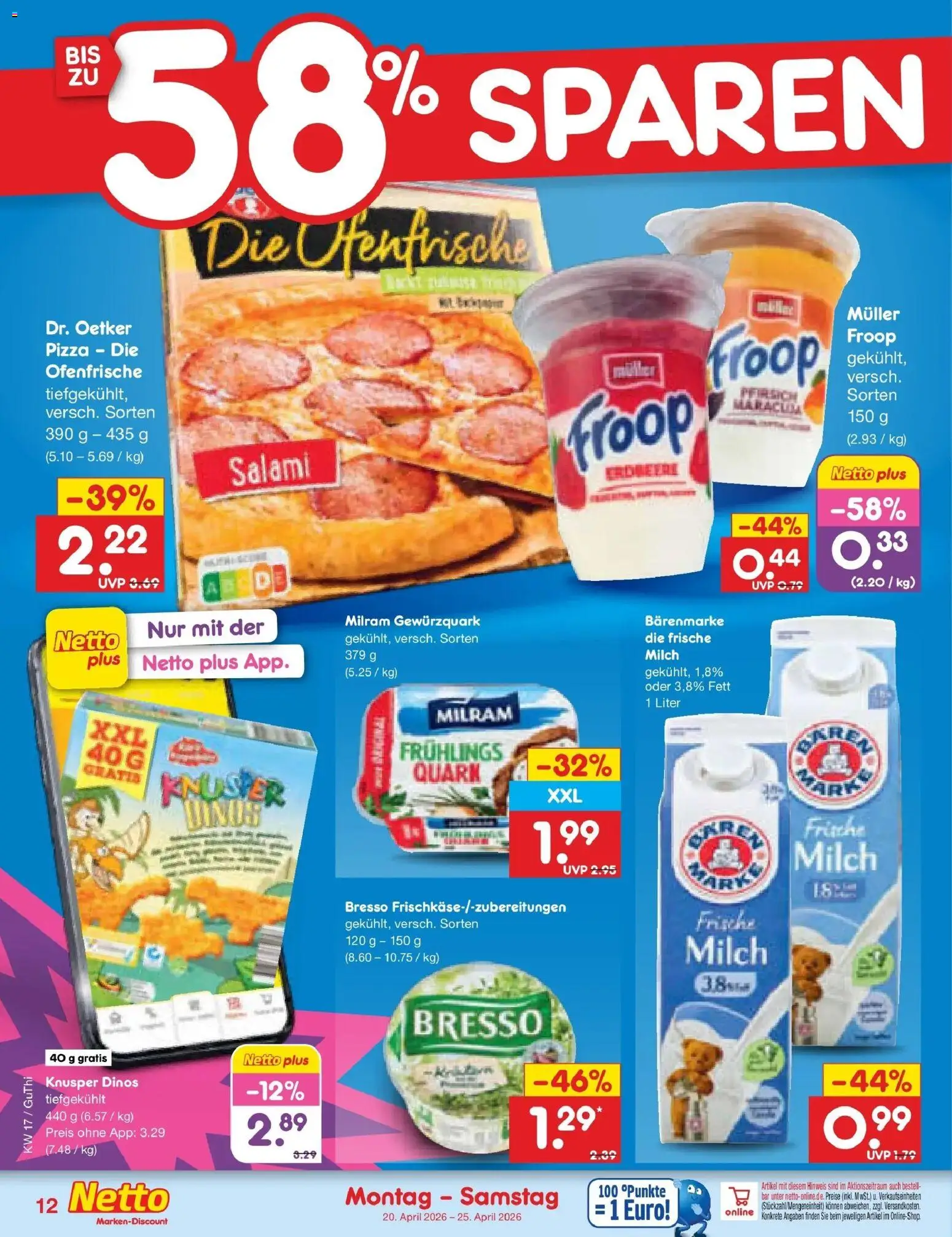 Netto Marken-Discount Prospekt Machern	 – gültig ab 20.04.2026 | Seite: 14 | Produkte: Quark, Milch, Bresso, Salami