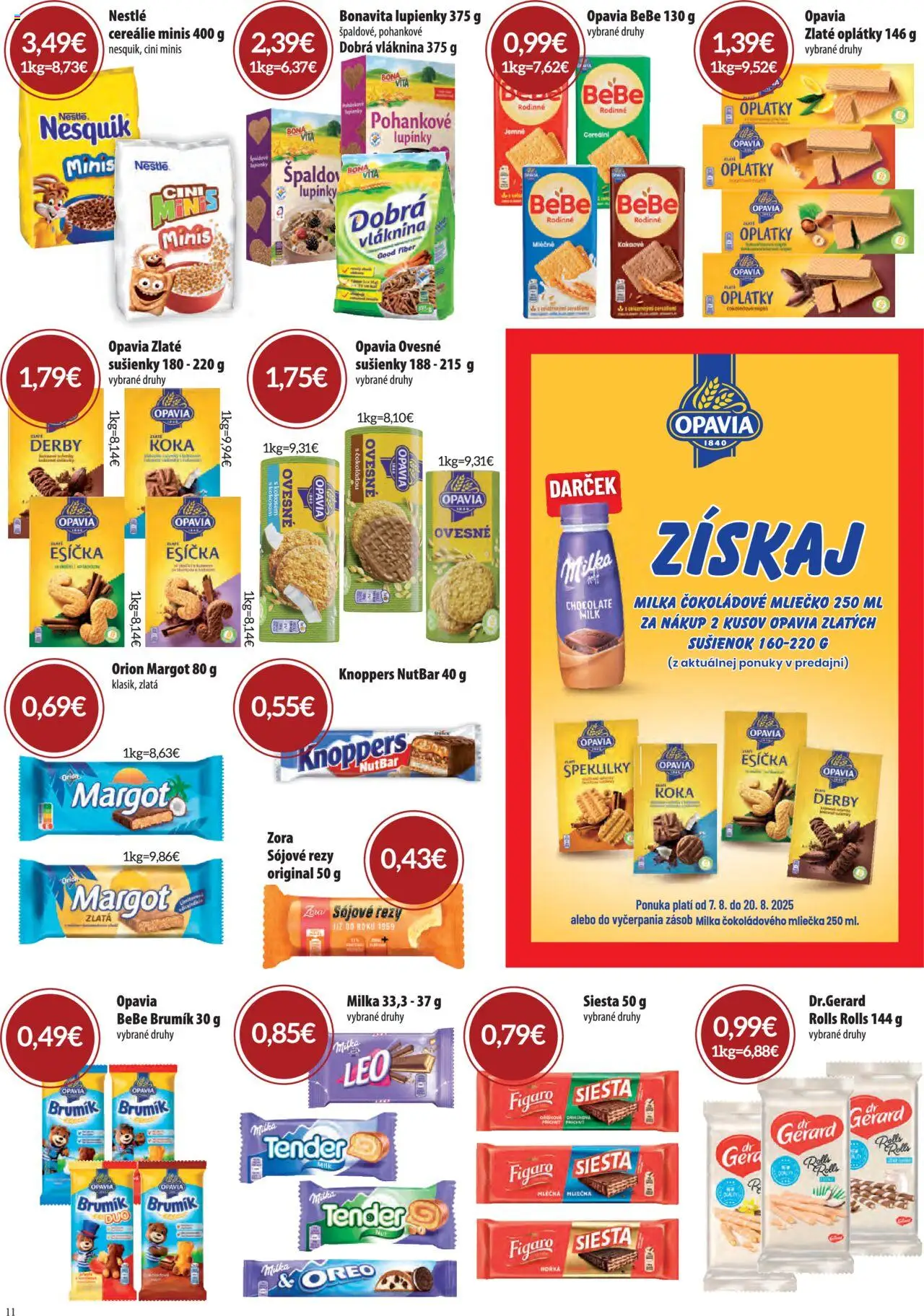 CBA Komfos Leták │ platný od 07.08.2025 | Strana: 11 | Produkty: Cini Minis, Cereálie, Milka, Nesquik