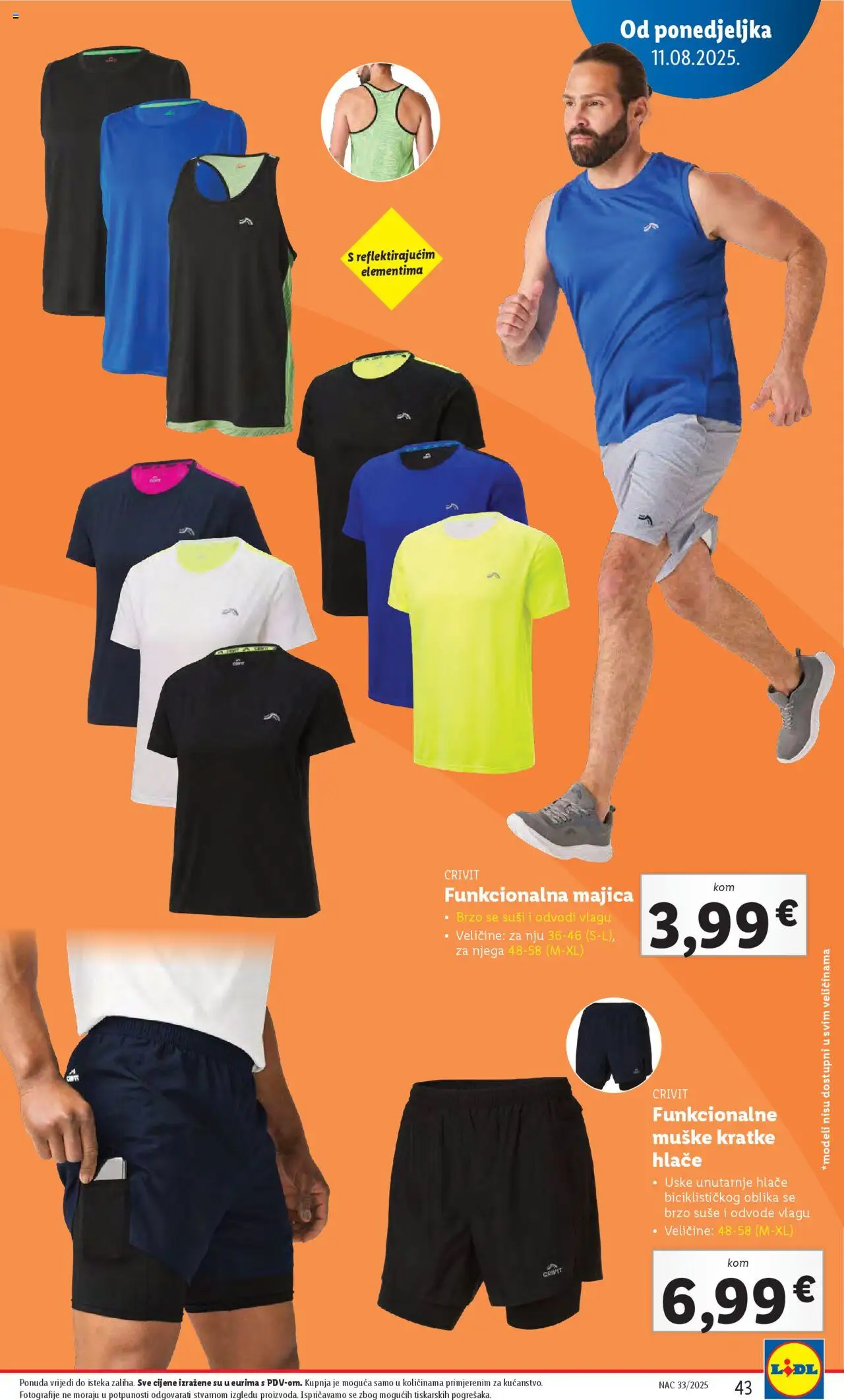 Lidl katalog | vrijedi od 11.08.2025 | Stranica: 43 | Proizvodi: Majica, Hlače, Kratke hlače