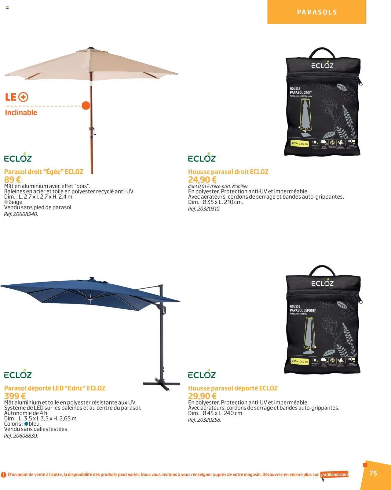  | Page: 74 | Produits: Parasol déporté, Parasol