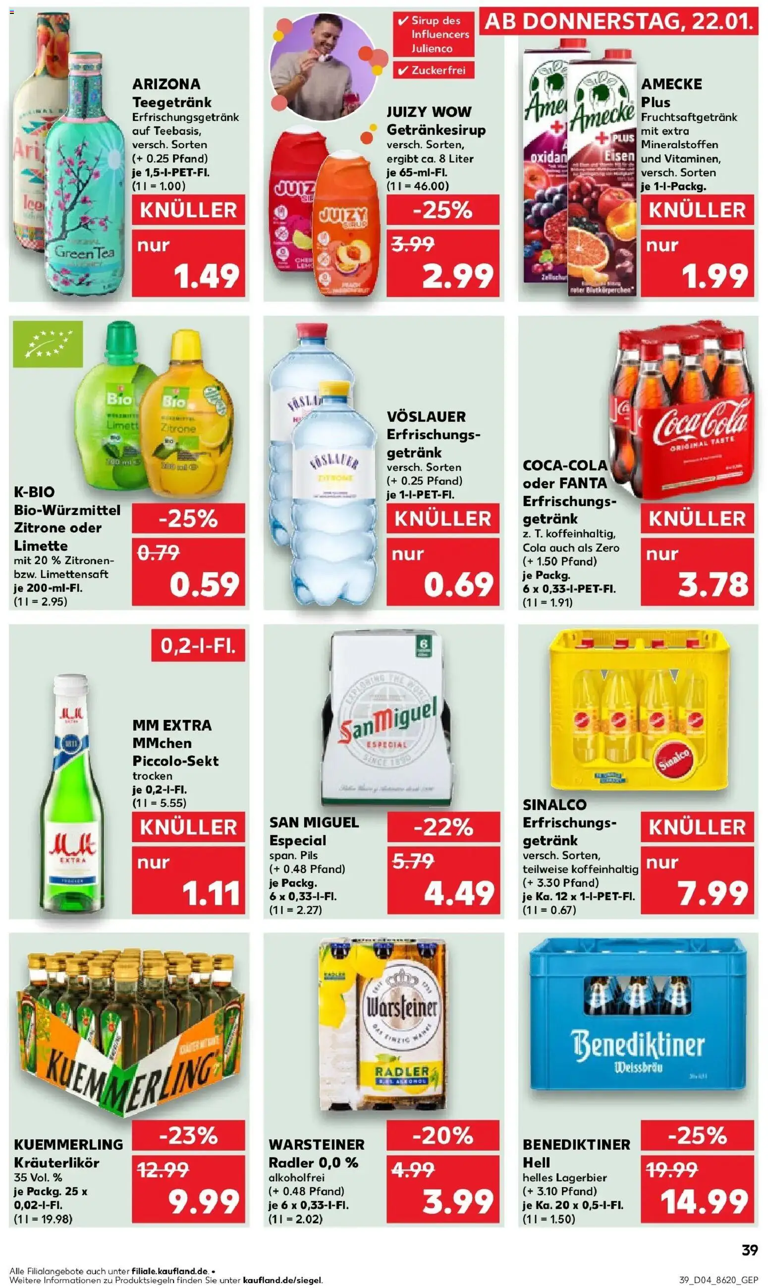 Prospekt Kaufland ab 25.01.2026 » Angebote Online zum Blättern | Seite: 39 | Produkte: Sinalco, Sirup, Radler, Zitronen