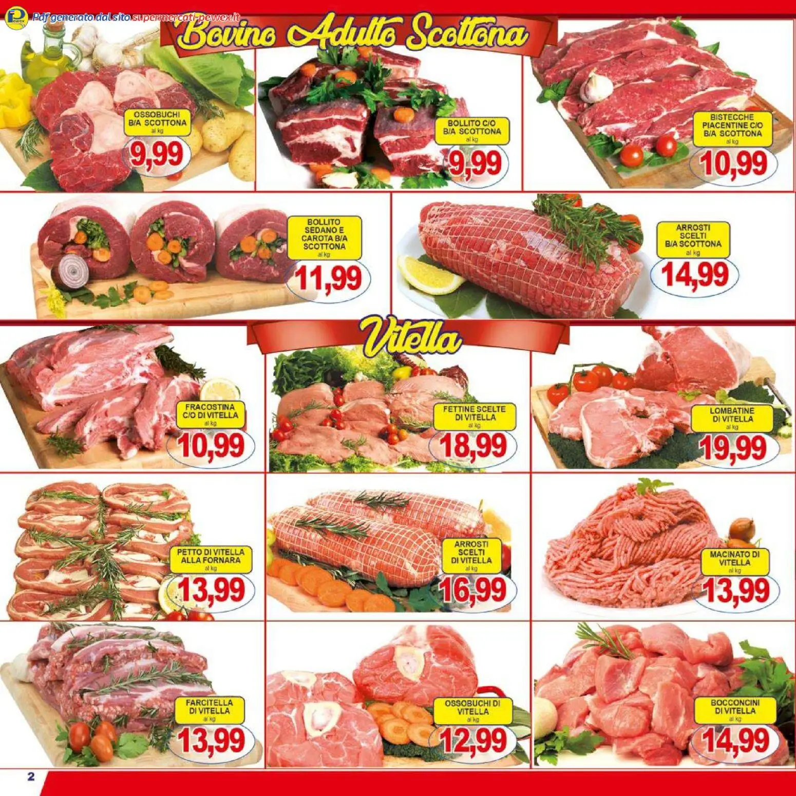 Volantino Pewex del 27.03.2026 | Pagina: 2 | Prodotti: Bovino, Carota, Sedano, Macinato