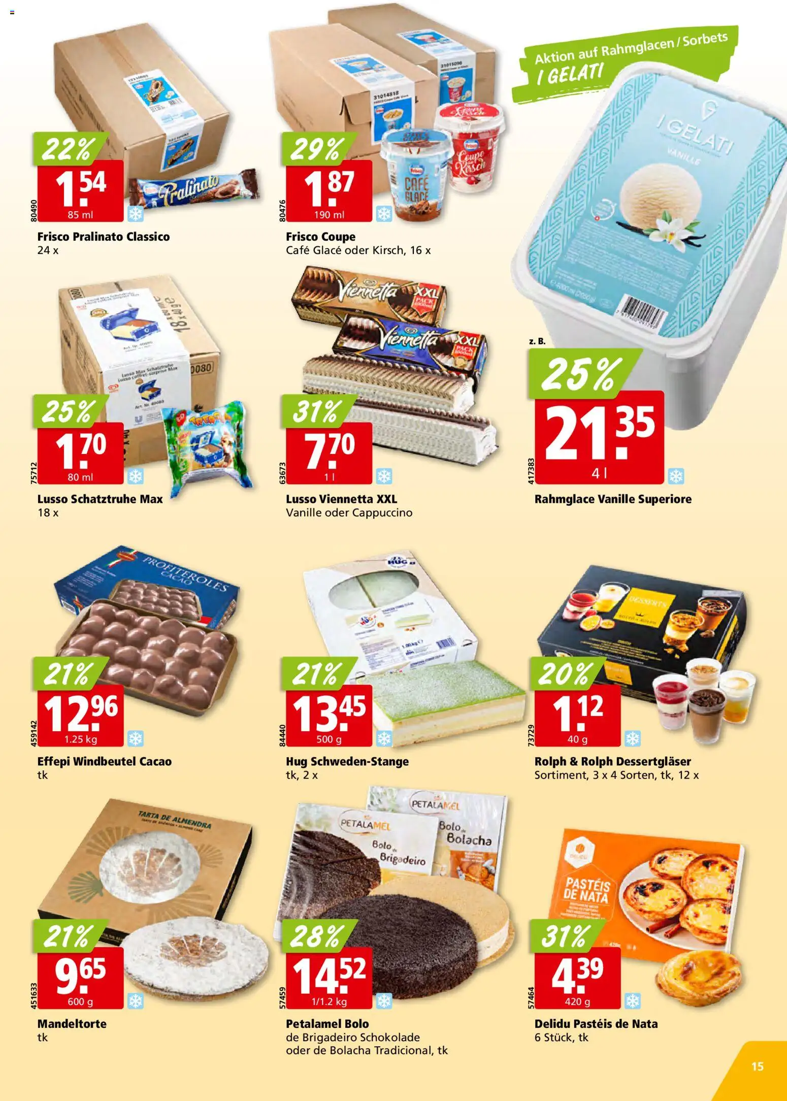 Aligro Aktionen Schlieren, Gossau SG, Frauenfeld, Rapperswil-Jona, Sargans, Bern, Brüttisellen, Pratteln, Emmen, Spreitenbach – gültig ab 02.02.2026 | Seite: 15 | Produkte: Glace, Schokolade