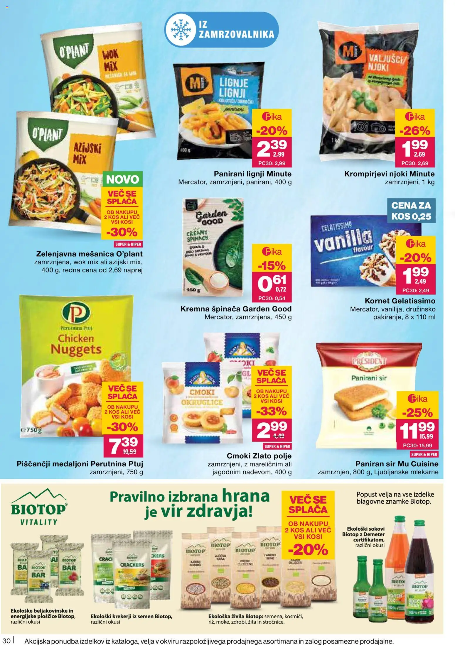 Novi Mercator katalog ponudbe – veljaven od 20.11.2025 | Stran: 30 | Izdelki: Kos, Ploščice, Sir, Njoki