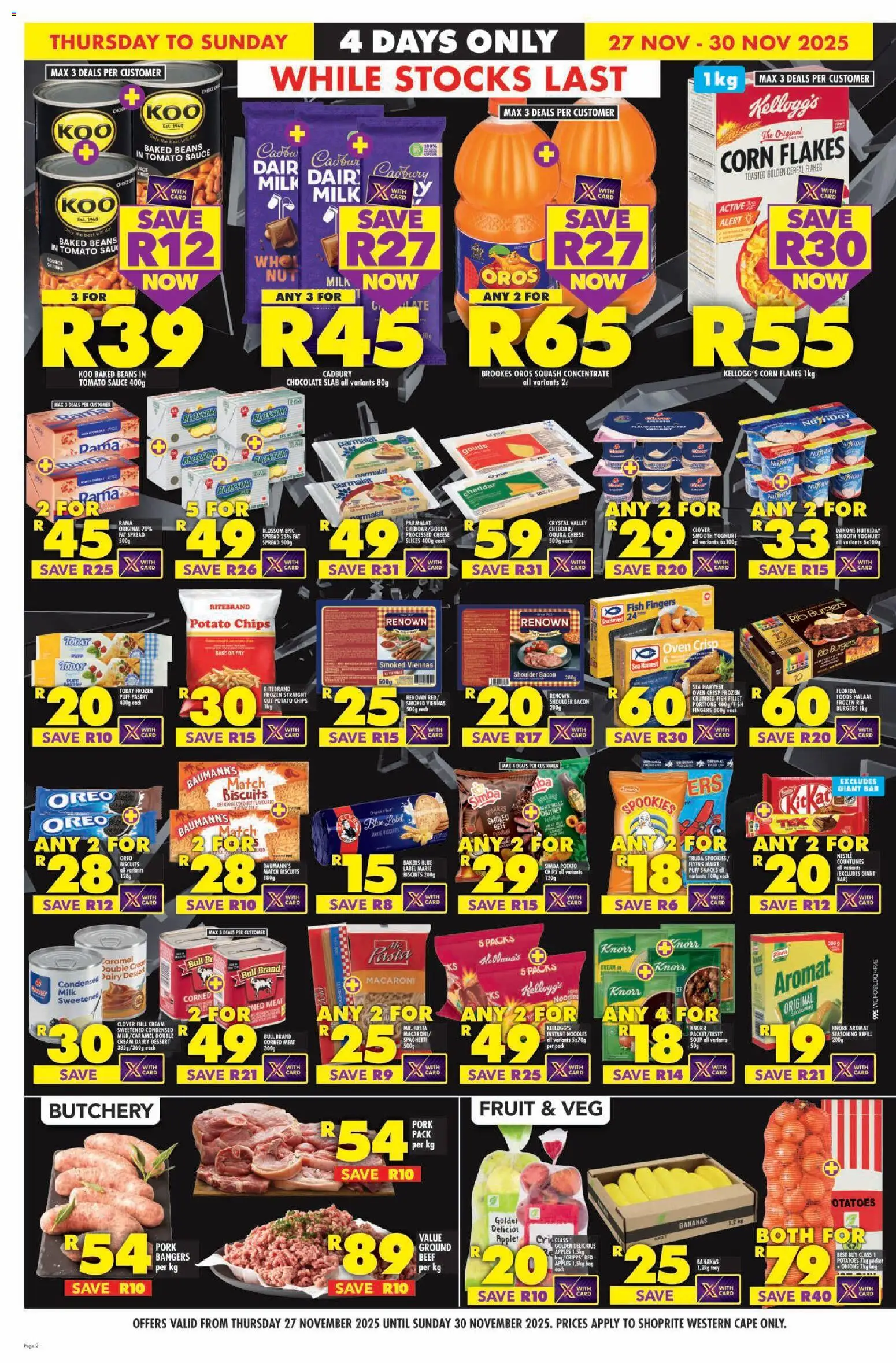 New Shoprite catalogue – valid from 27.11.2025 | Page: 2 | Products: Oven, Potatoes, Onions, Bacon