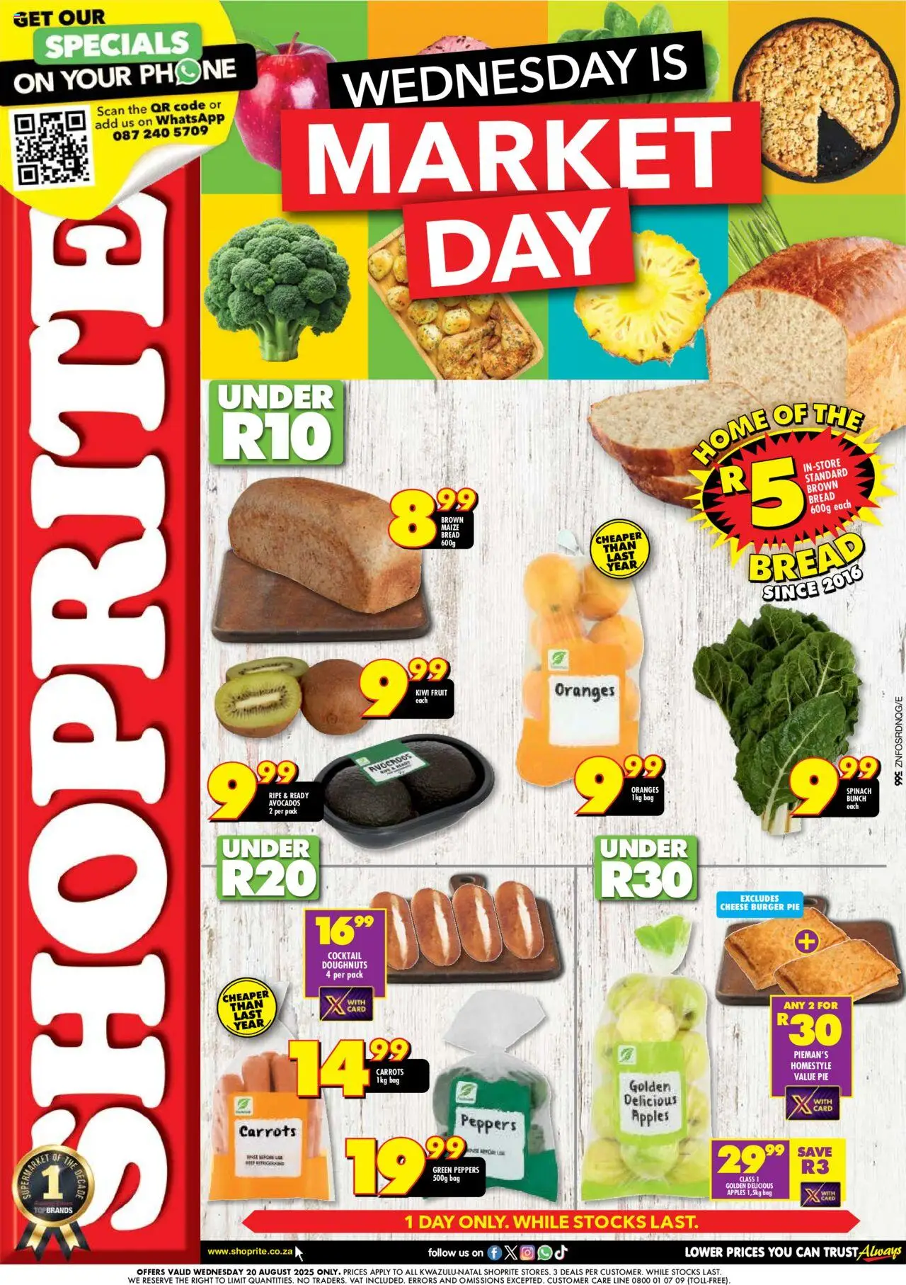 Shoprite KwaZulu-Natal - Market Day Deals │ valid from 20.08.2025 | Page: 1 | Products: Ties, Bread, Apples, Avocados