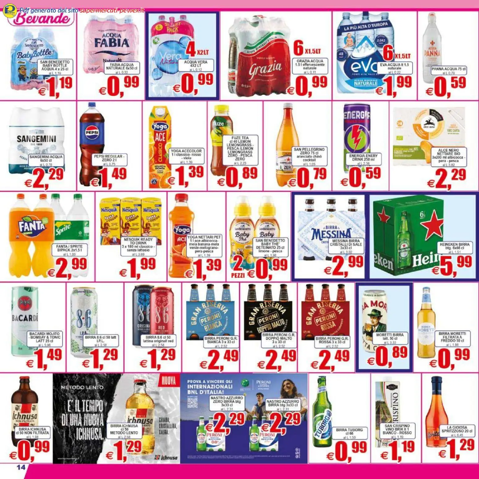 Volantino Pewex del 07.04.2026 | Pagina: 14 | Prodotti: Birra, Birra Moretti, Arancia, Pepsi