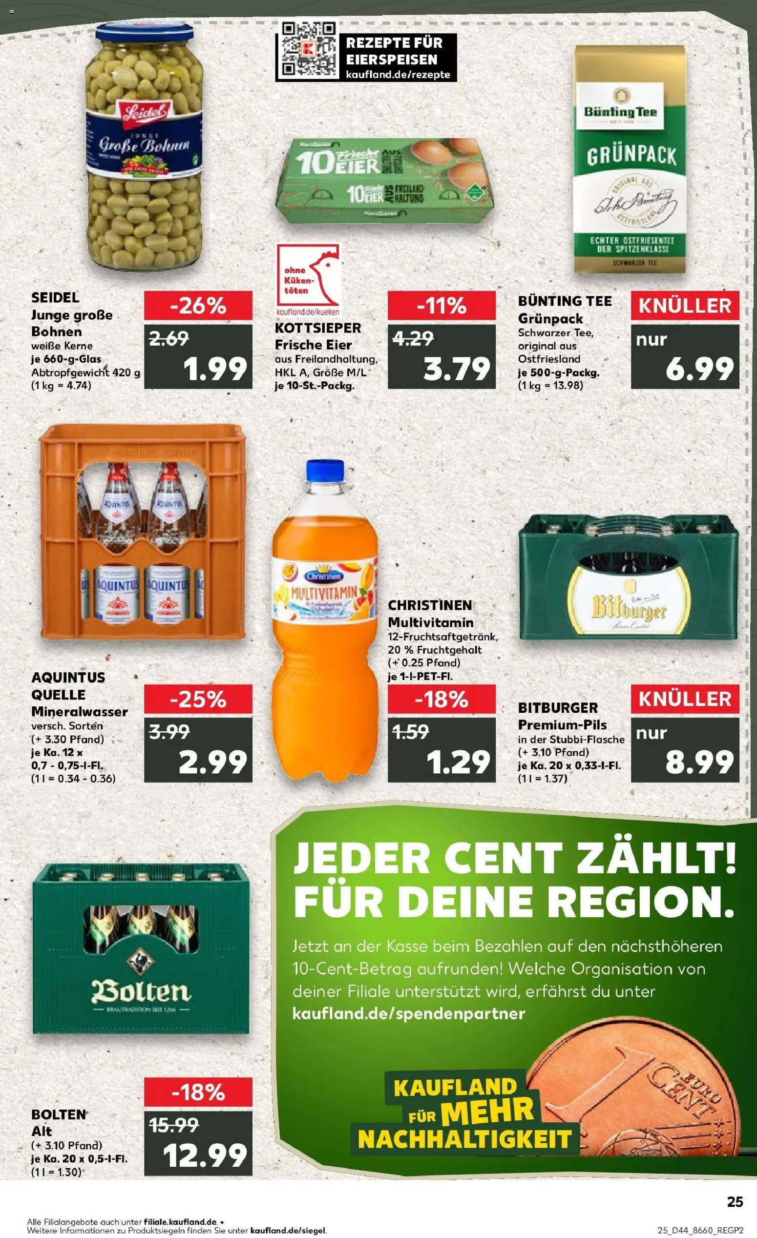 Kaufland prospekt Neuss	 – gültig ab 30.10.2025 | Seite: 25 | Produkte: Bitburger, Eier, Mineralwasser, Tee