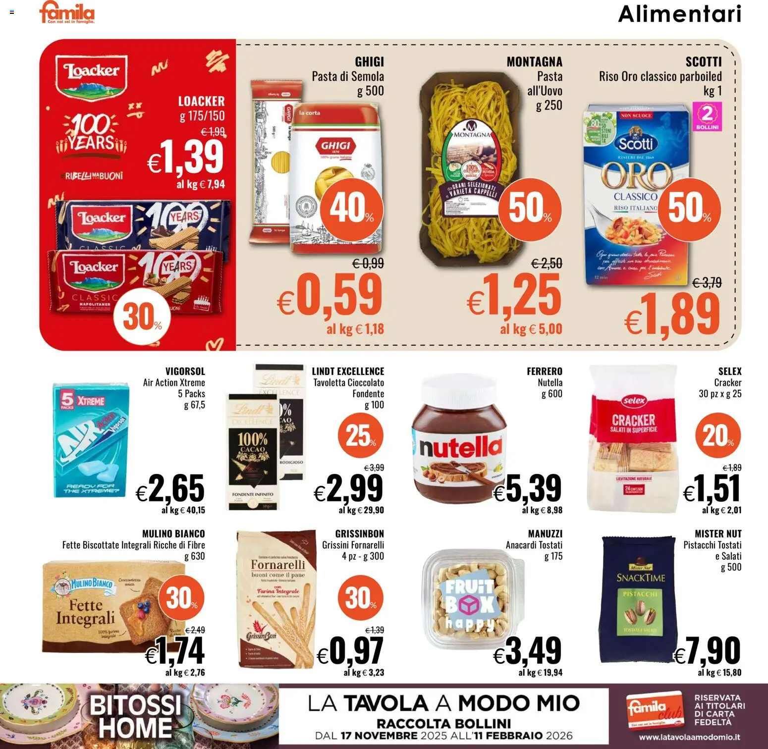 Volantino Famila del 22.01.2026 | Pagina: 12 | Prodotti: Pasta, Nutella, The, Grissini