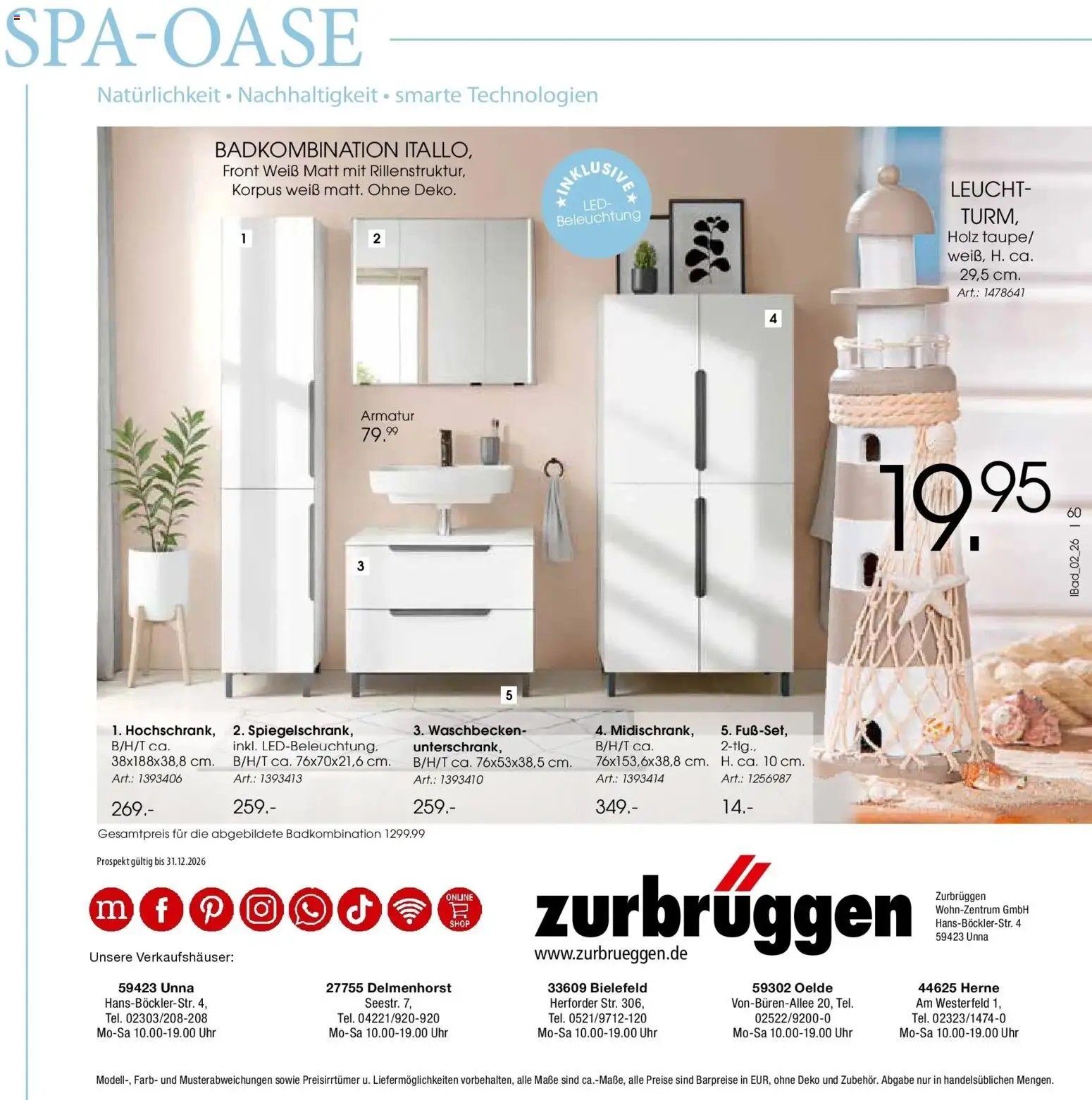 Zurbrüggen Bad Spezial – gültig ab 23.03.2026 | Seite: 60 | Produkte: Waschbecken, Armatur, Uhr