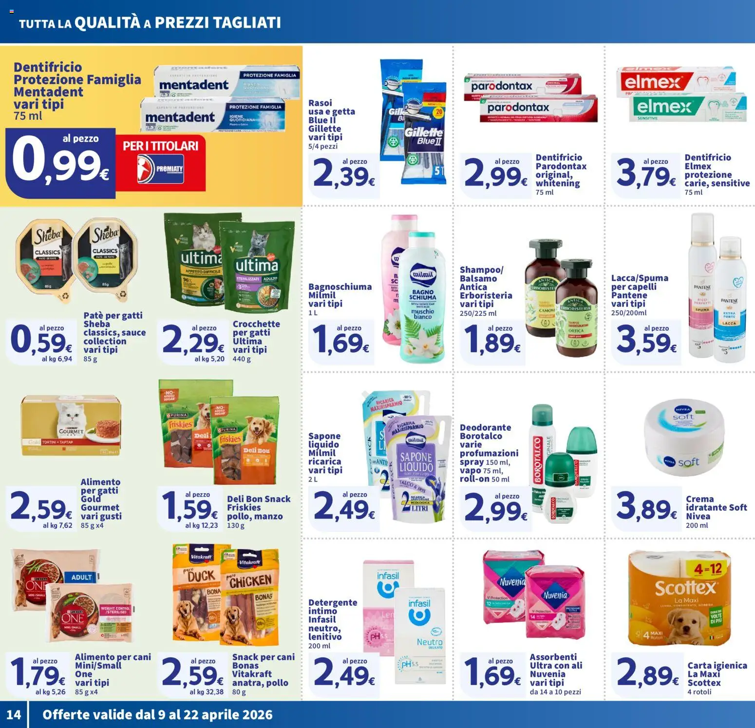 Volantino SIGMA del 09.04.2026 | Pagina: 14 | Prodotti: Pollo, Intimo, Talco, Crocchette