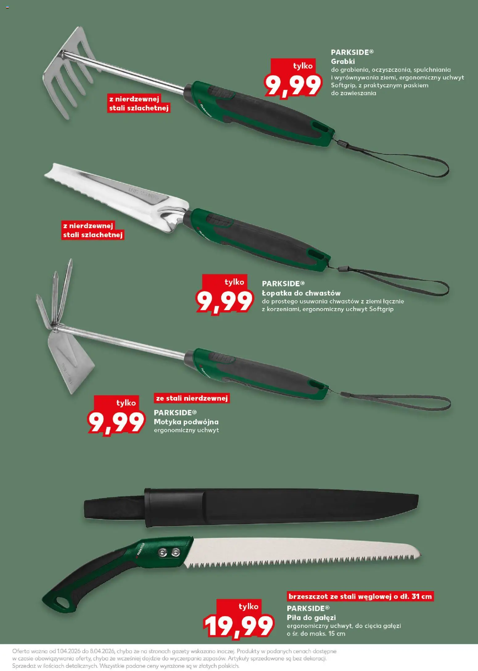 Kaufland Polsko leták - Wiosenne inspiracje od 01.04.2026 | Strana: 15 | Produkty: Parkside, Lopatka, Pila