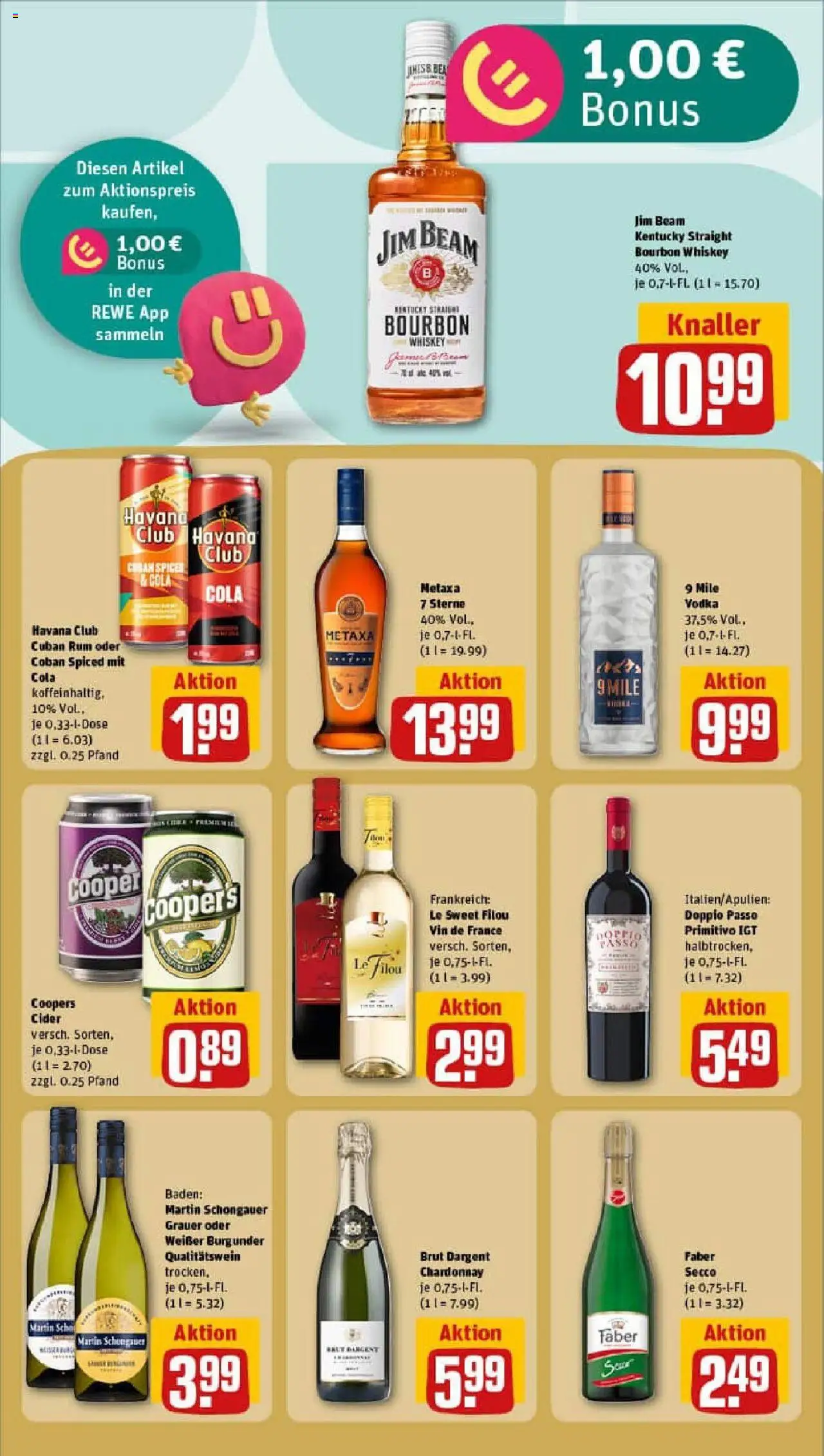 Rewe prospekt Duisburg / Bergheim	 - gültig ab dem 22.06.2025 | Seite: 19 | Produkte: Cola, Metaxa, Doppio Passo, Vodka
