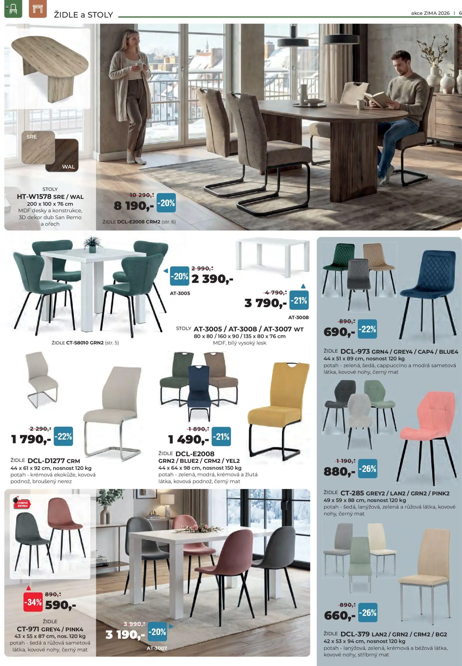 Jamall nábytek leták od 15.01.2026 | Strana: 6 | Produkty: Židle, Cappuccino, Desky