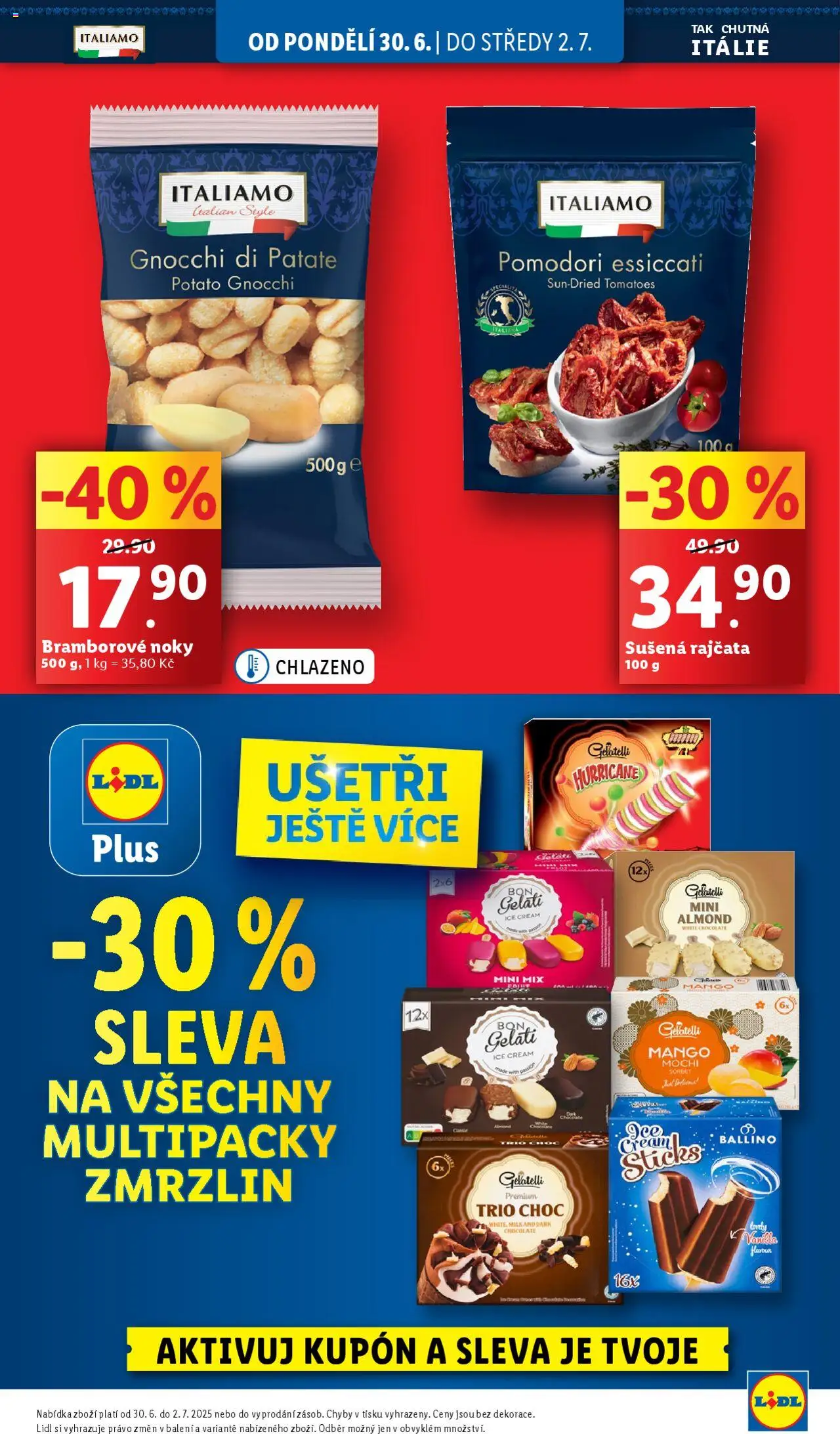 Lidl leták od 30.06.2025 | Strana: 3 | Produkty: Mango, Rajčata, Noky, Bon Gelati