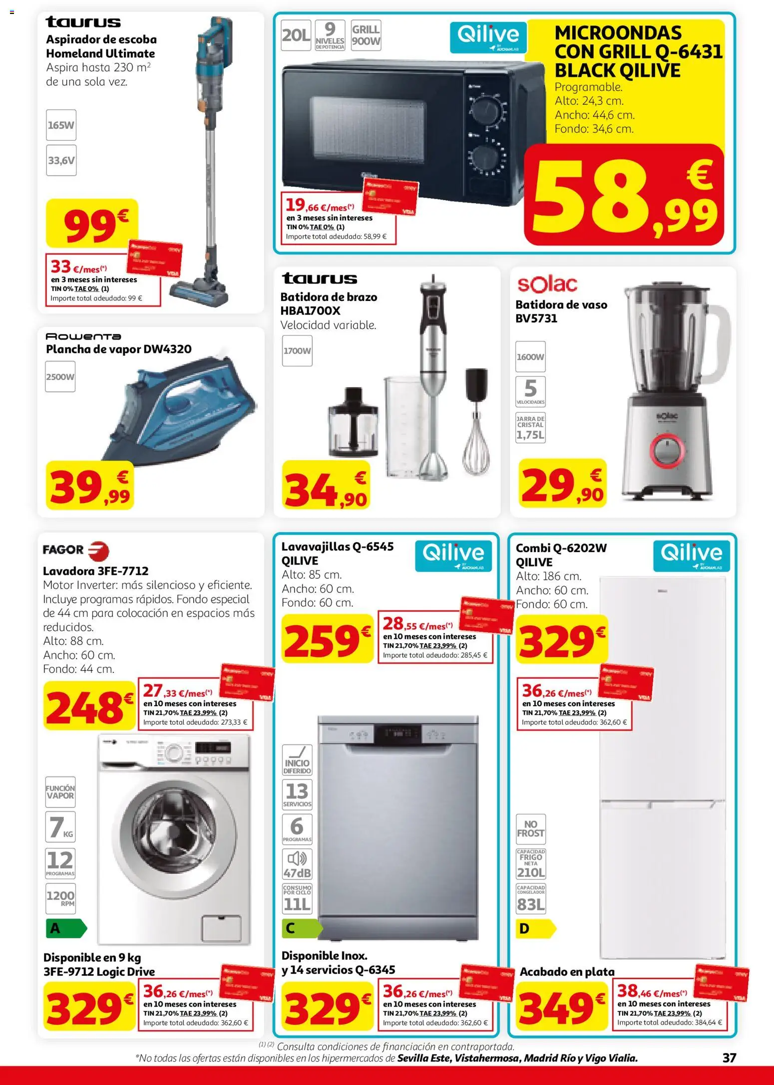 Alcampo HGU MadridActívate en Primavera │ válido desde el 12.03.2026 | Página: 37 | Productos: Congelador, Lavadora, Lavavajillas, Aspirador