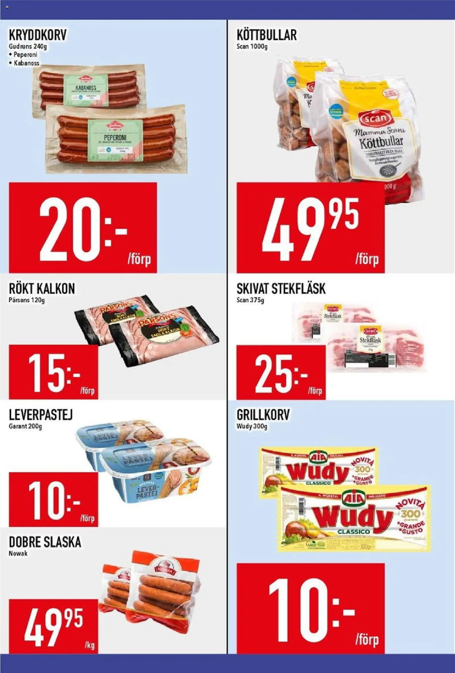 Matdax reklamblad aktuell från 05.01.2026 | Sida: 10 | Produkter: Köttbullar, Leverpastej, Grillkorv, Kalkon