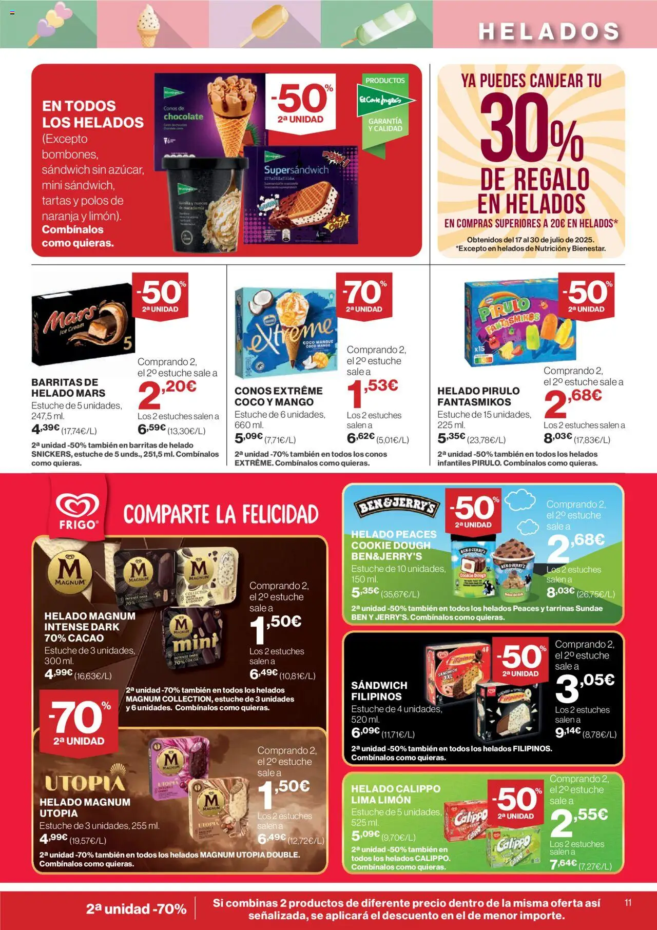 El Corte Inglés ofertas │ válido desde el 31.07.2025 | Página: 11 | Productos: Lima, Helado, Ρούτερ, Φρυγανιές σικάλεως