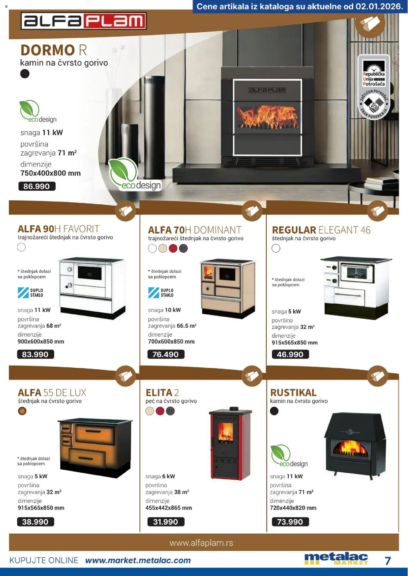 Metalac Market katalog - važi od 01.01.2026 | Strana: 7 | Proizvode: Kamin