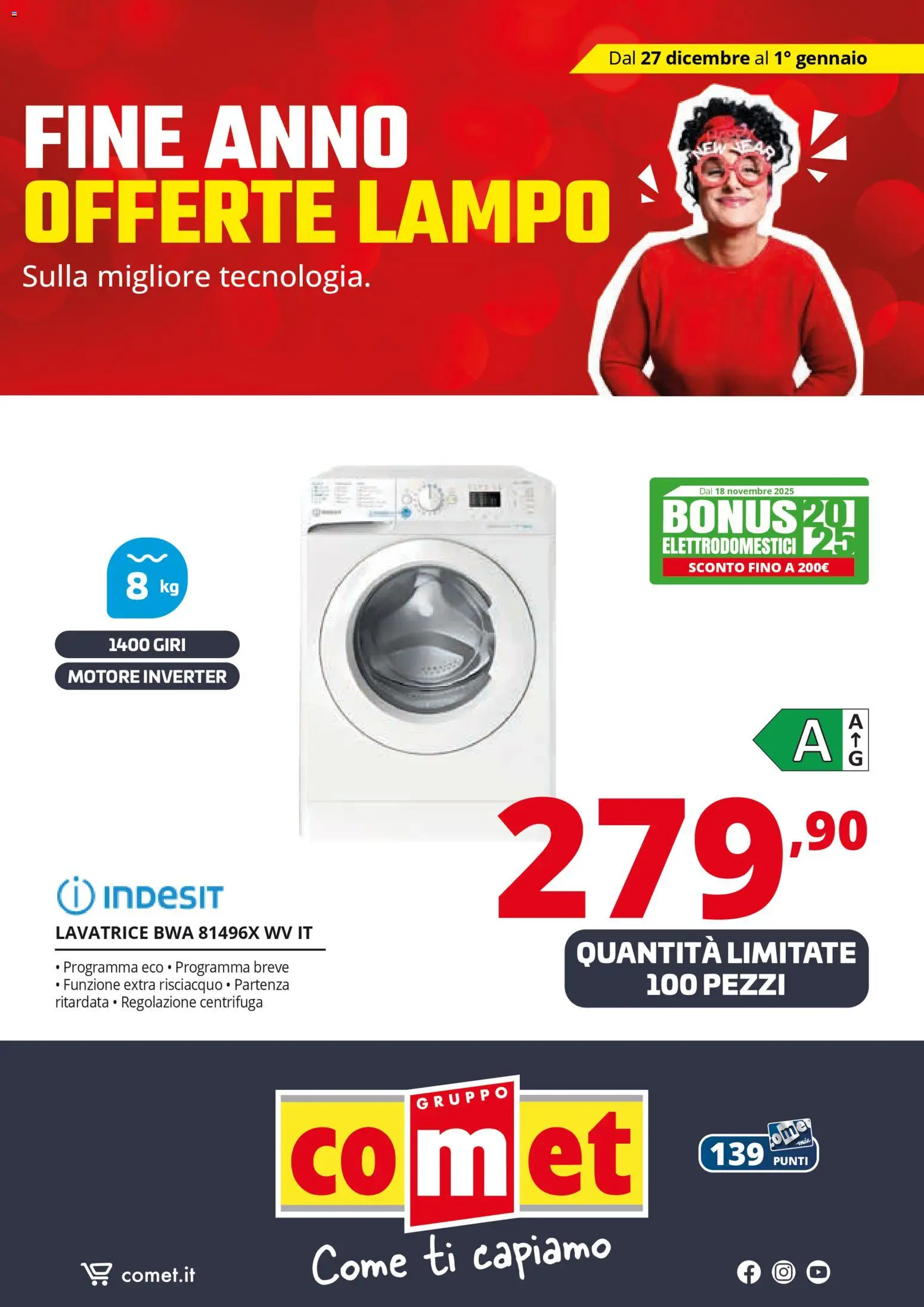 Volantino Comet del 27.12.2025 | Pagina: 58 | Prodotti: Centrifuga, Lavatrice