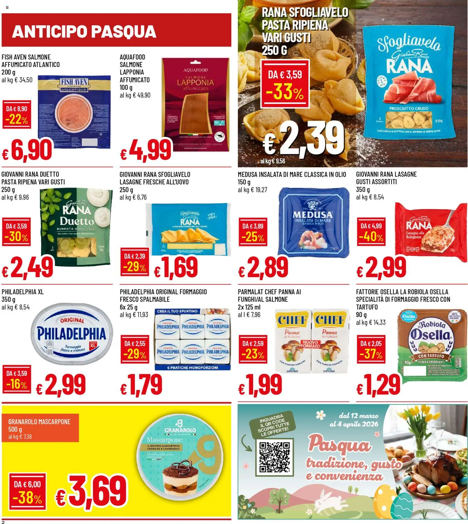 Volantino Famila del 12.03.2026 | Pagina: 2 | Prodotti: Prosciutto Crudo, Prosciutto, Funghi, Mascarpone