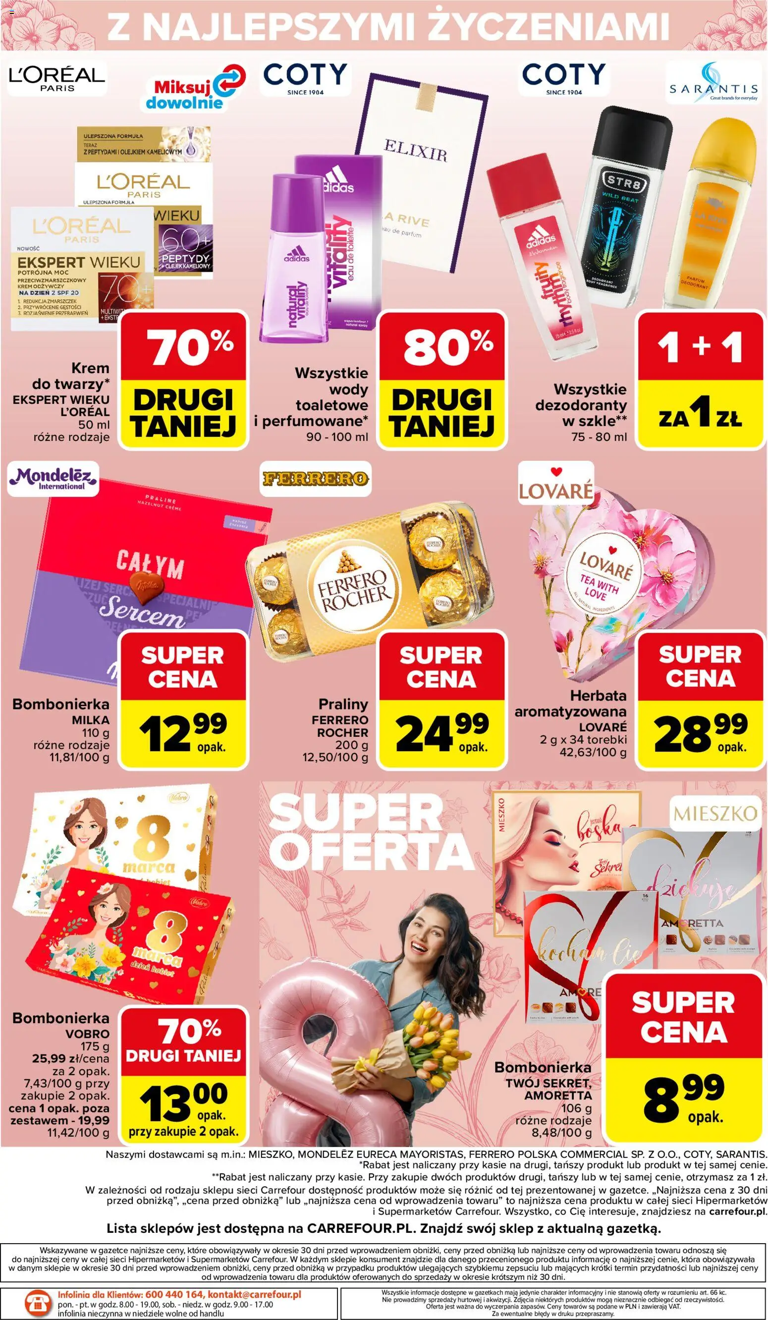 Carrefour gazetka - Dzień Kobiet od 02.03.2026 | Strona: 6 | Produkty: Bombonierka, Róż, Herbata, Krem